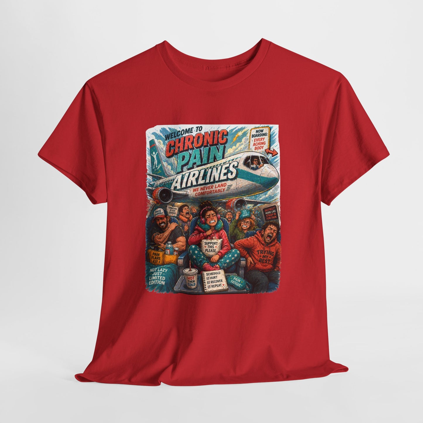 Chronic Pain Airlines Graphic Tee — Supportive Awareness Travel Vibe