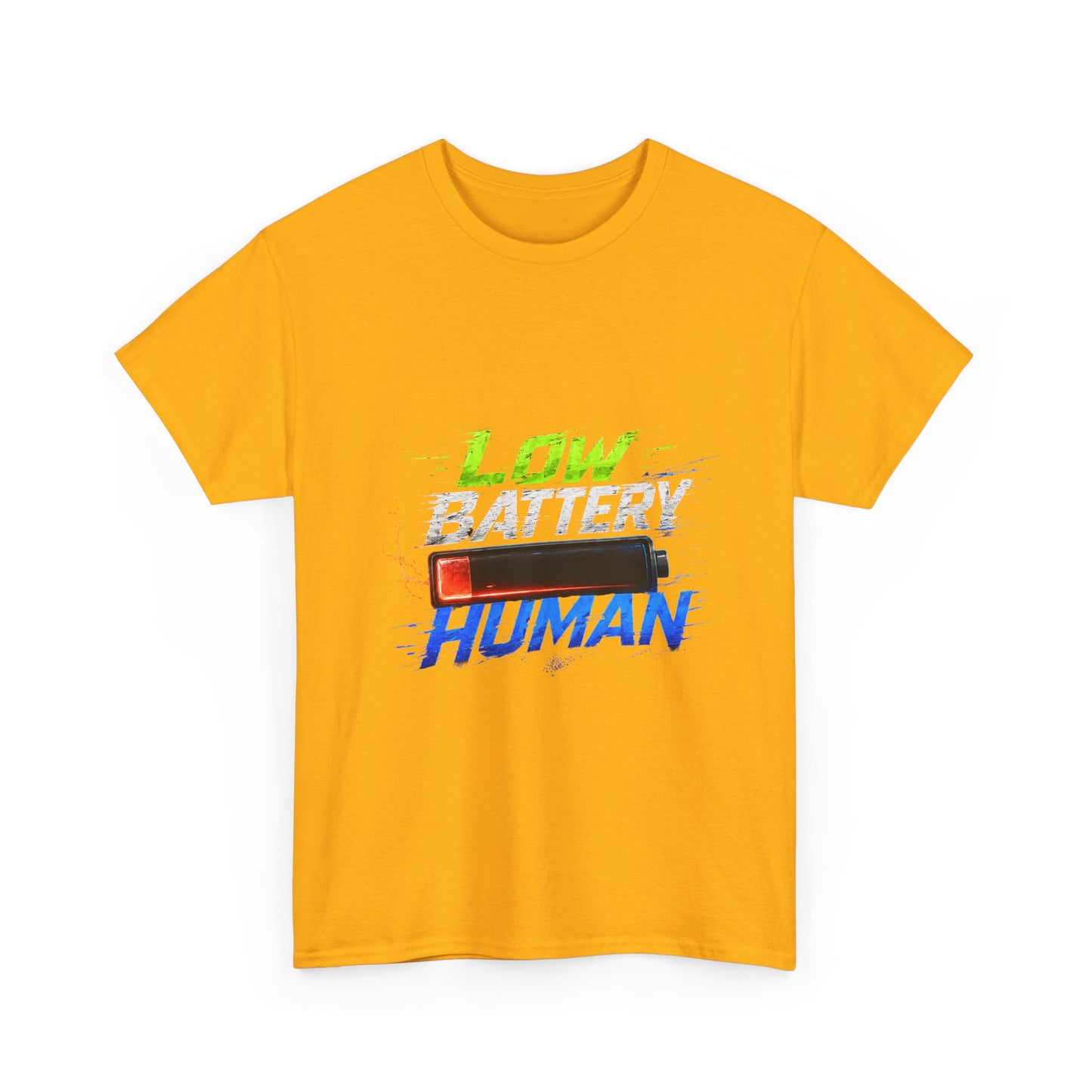 Low Battery Human T-Shirt – Funny Exhausted Gamer/Office Tee