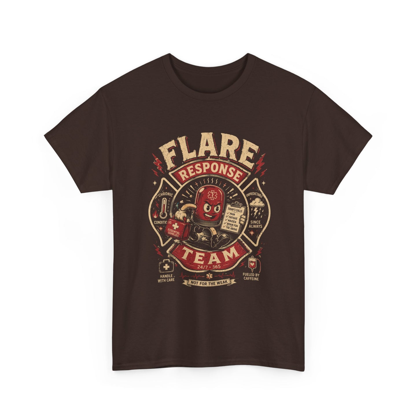Flare Response Team T-Shirt – Retro Firefighter Skull Graphic Tee