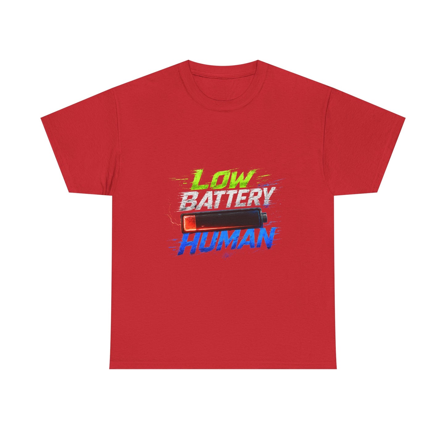 Low Battery Human T-Shirt – Funny Exhausted Gamer/Office Tee