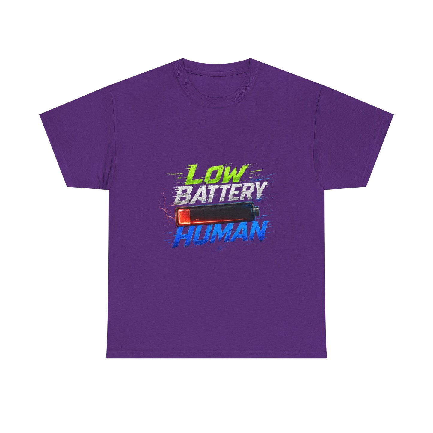 Low Battery Human T-Shirt – Funny Exhausted Gamer/Office Tee