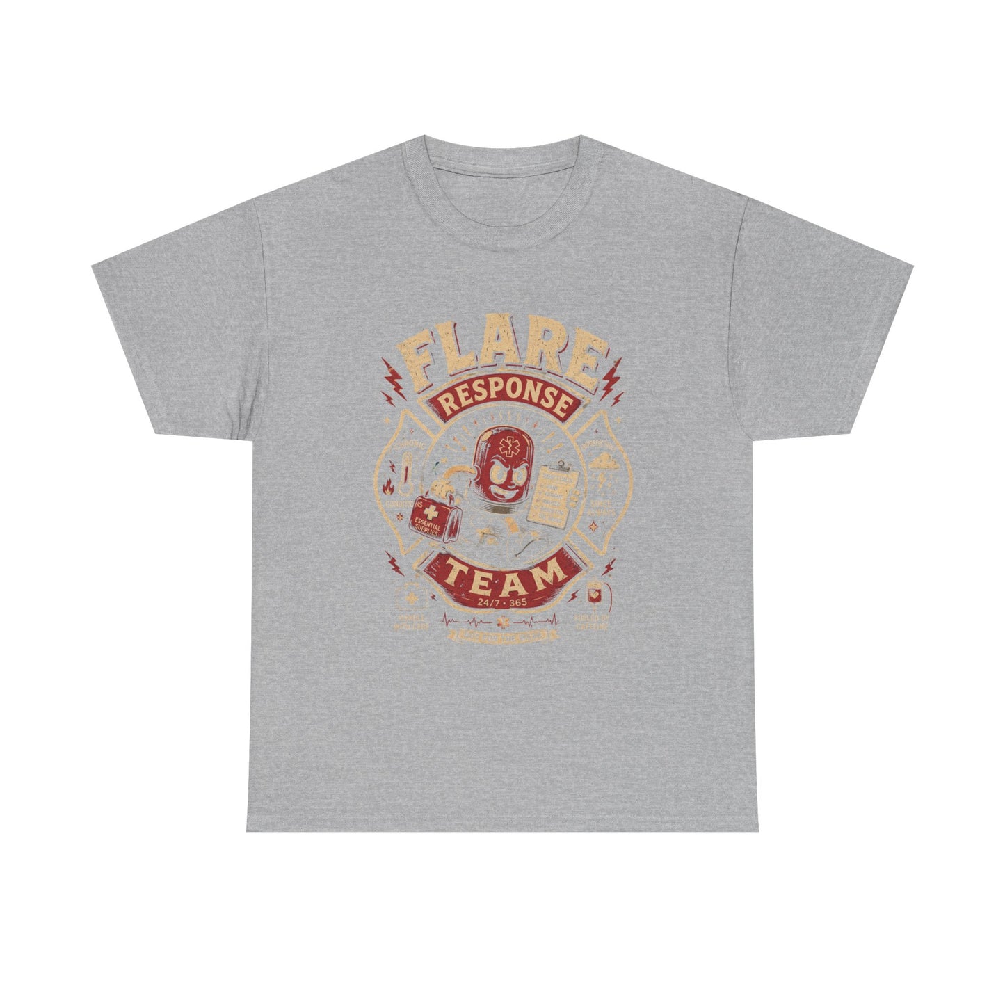 Flare Response Team T-Shirt – Retro Firefighter Skull Graphic Tee