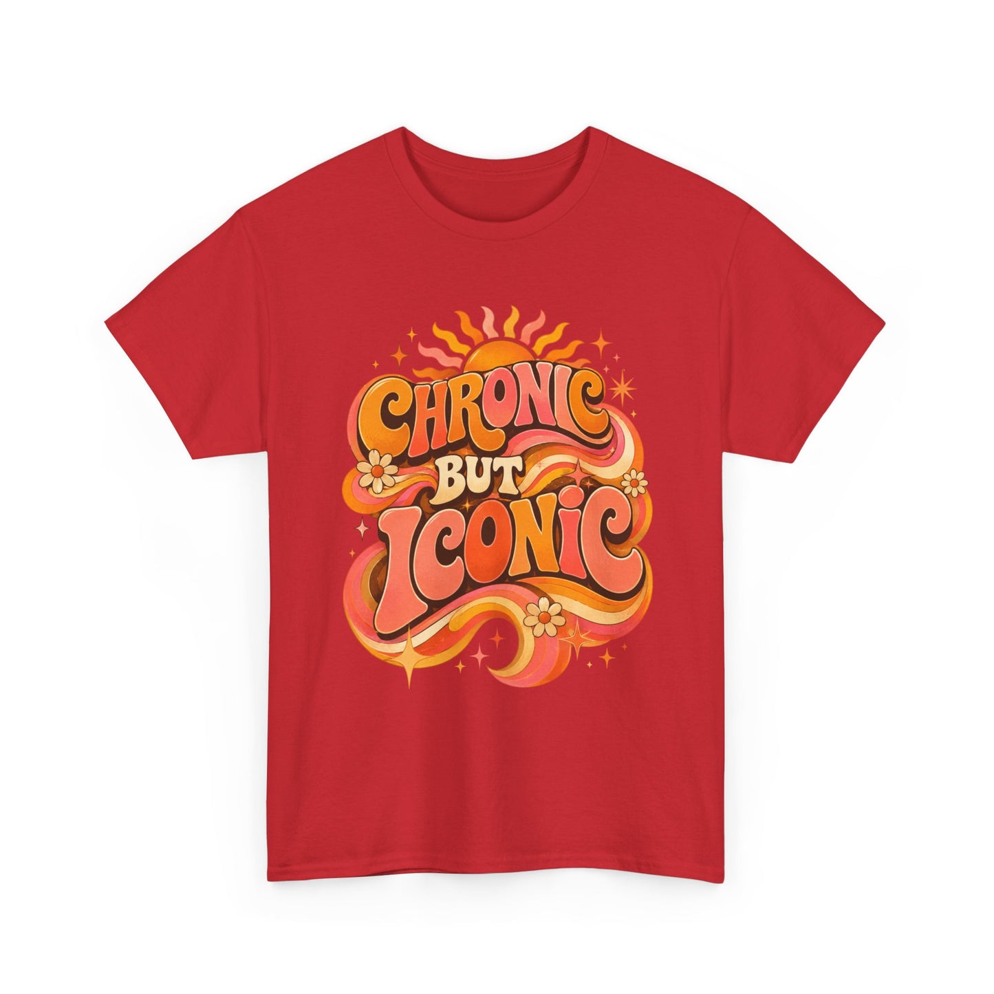 Chronic But Iconic T-Shirt — Retro 70s Sunflower Graphic Tee for Chronic Illness Awareness