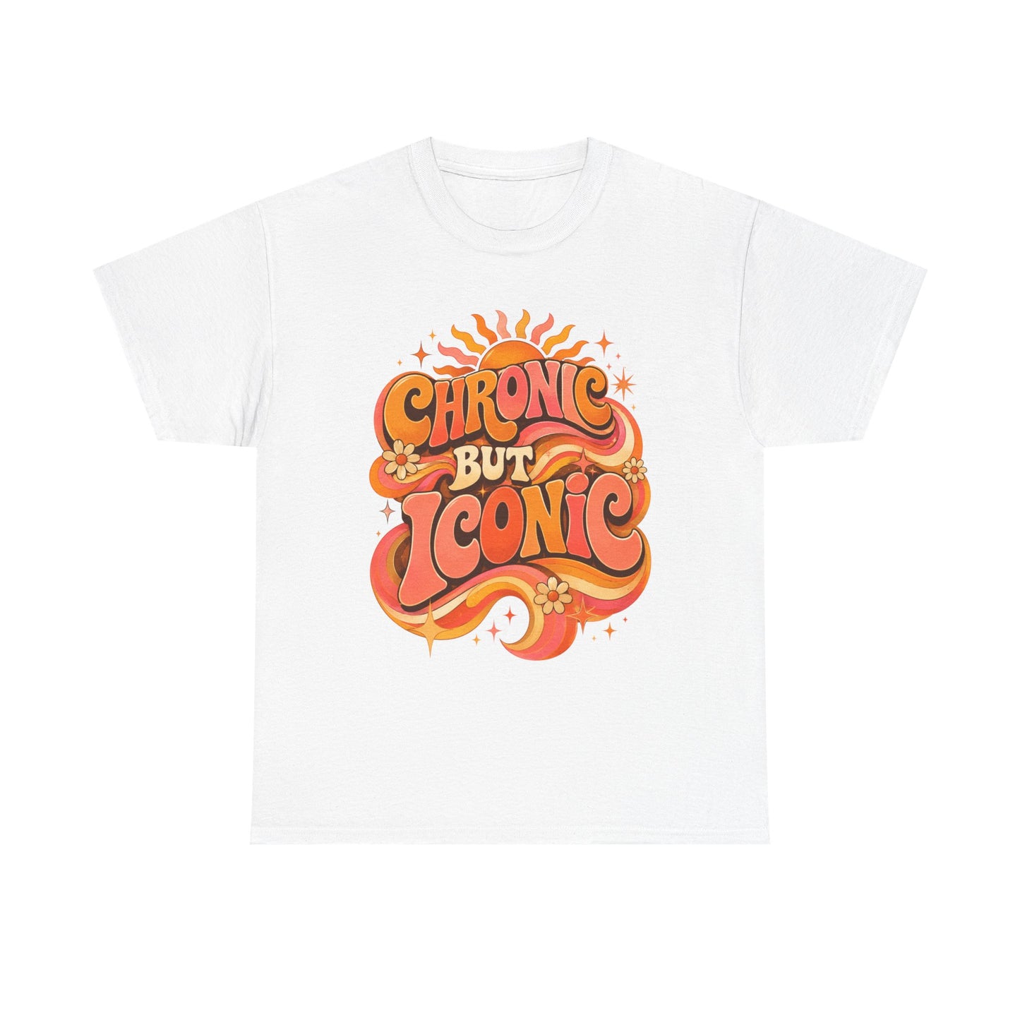 Chronic But Iconic T-Shirt — Retro 70s Sunflower Graphic Tee for Chronic Illness Awareness