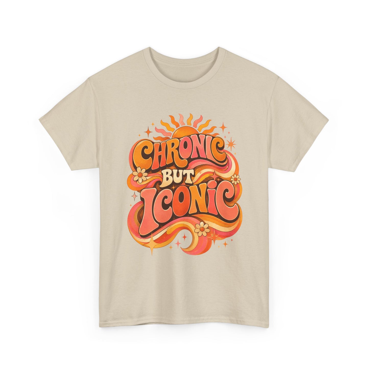 Chronic But Iconic T-Shirt — Retro 70s Sunflower Graphic Tee for Chronic Illness Awareness