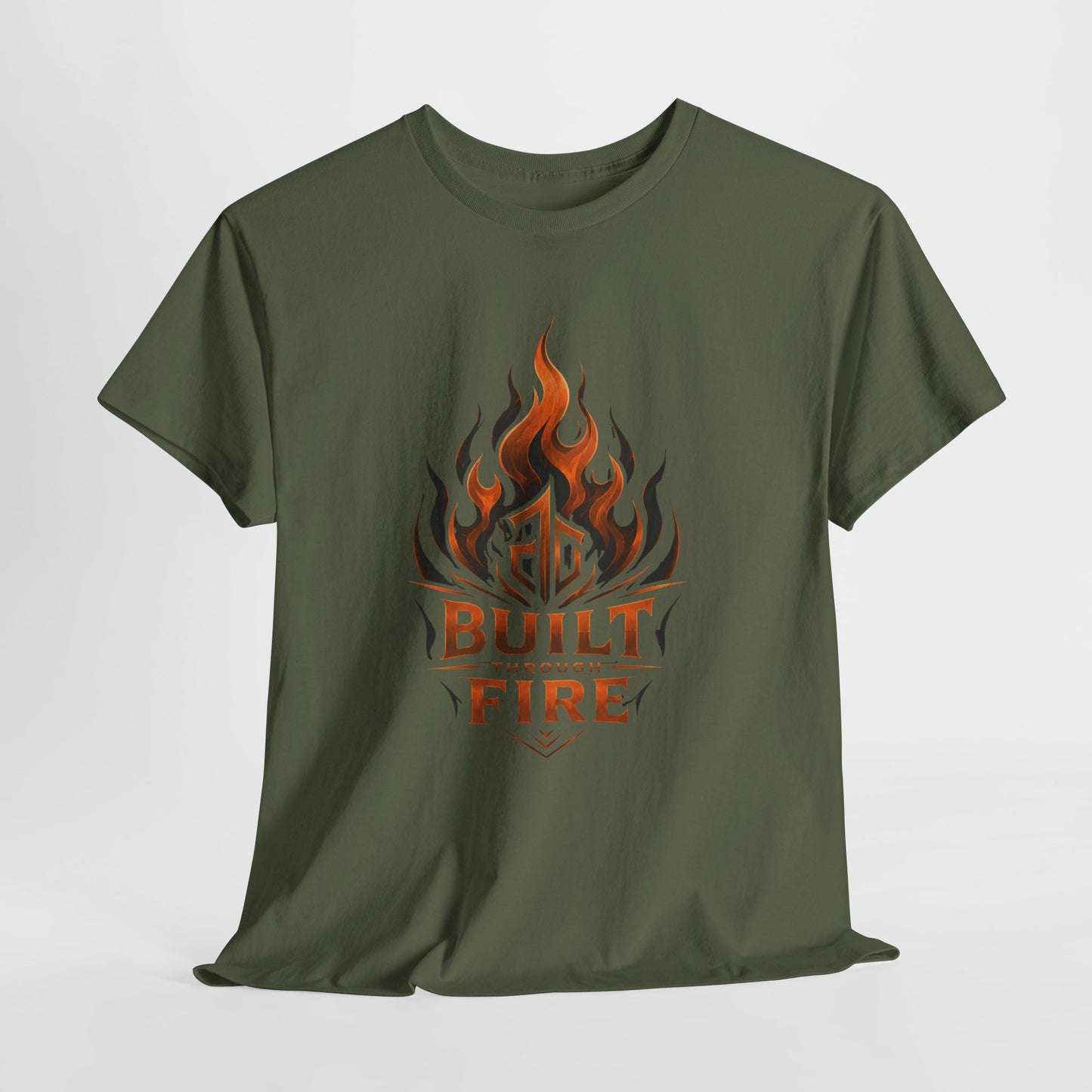 Built Through Fire T-Shirt — Flame Logo Graphic Tee
