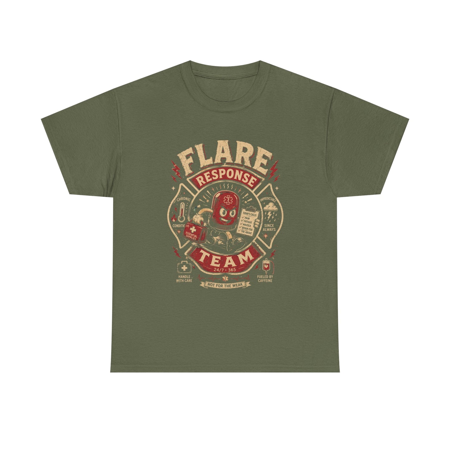 Flare Response Team T-Shirt – Retro Firefighter Skull Graphic Tee