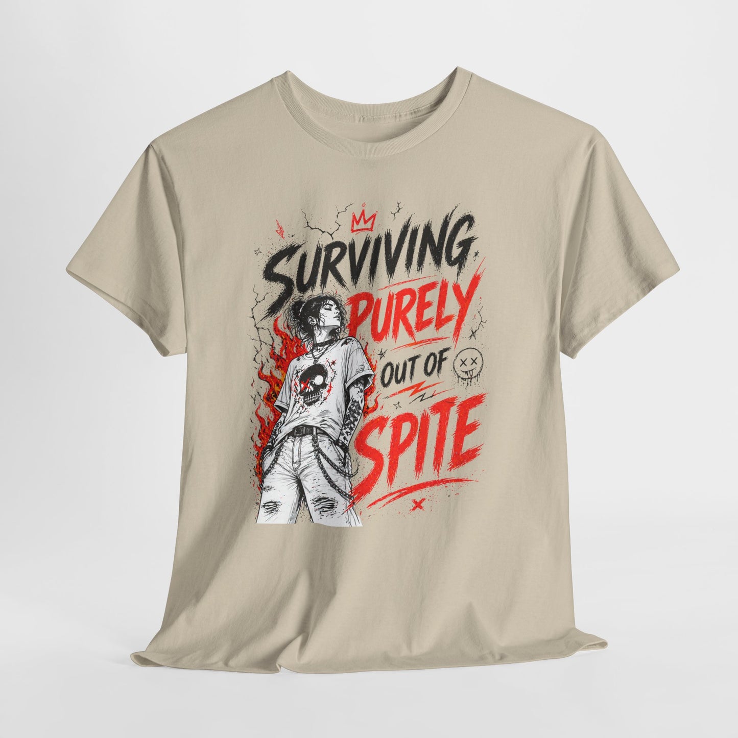 Surviving Purely Out Of Spite Tee — Edgy Motivational Graphic T-Shirt