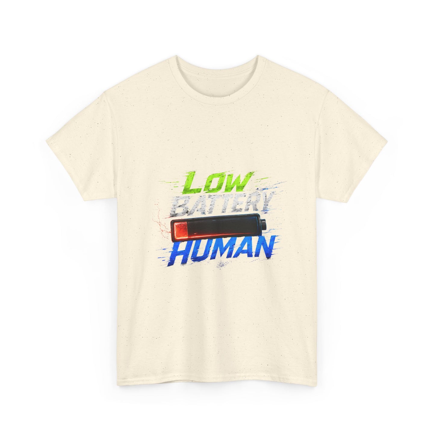 Low Battery Human T-Shirt – Funny Exhausted Gamer/Office Tee
