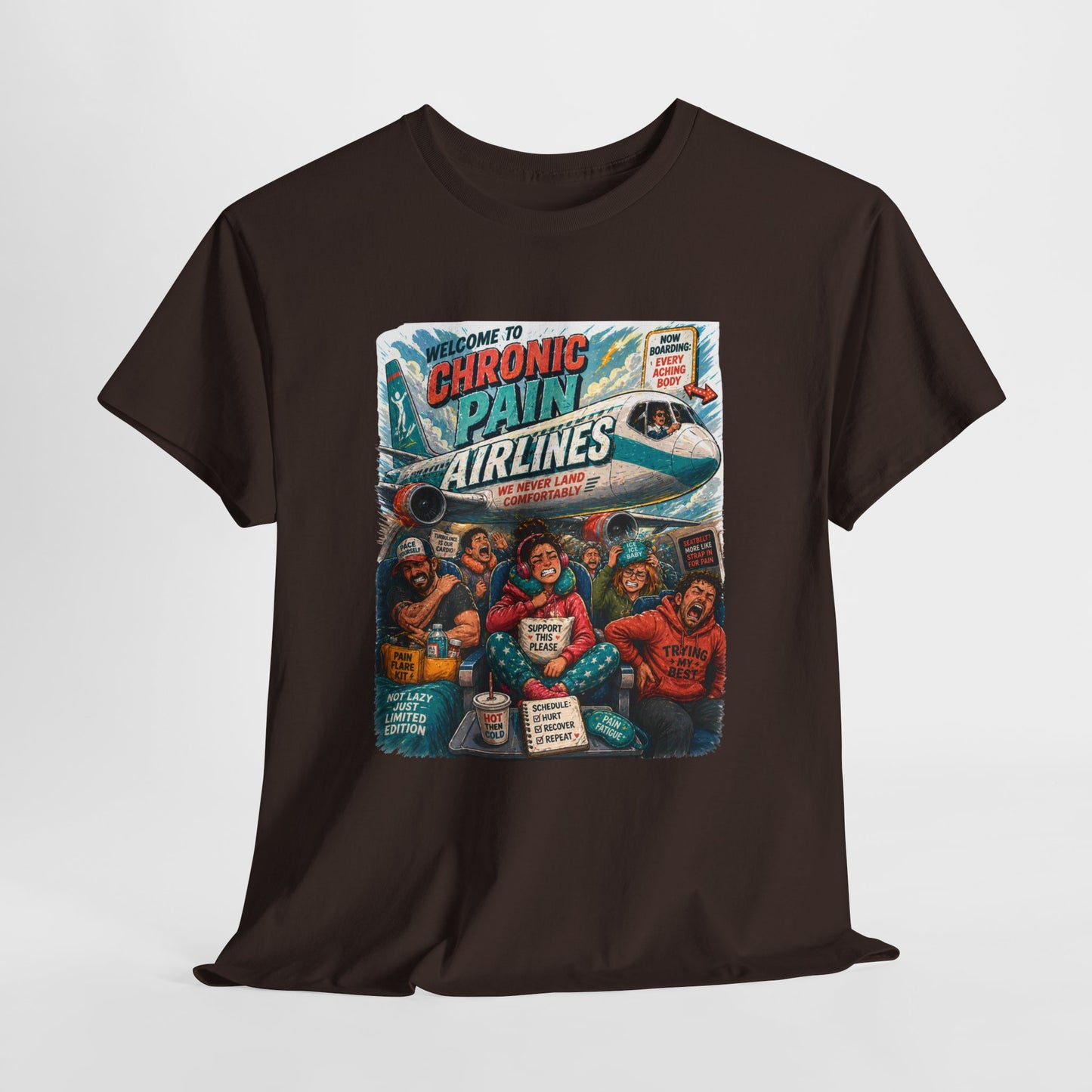 Chronic Pain Airlines Graphic Tee — Supportive Awareness Travel Vibe