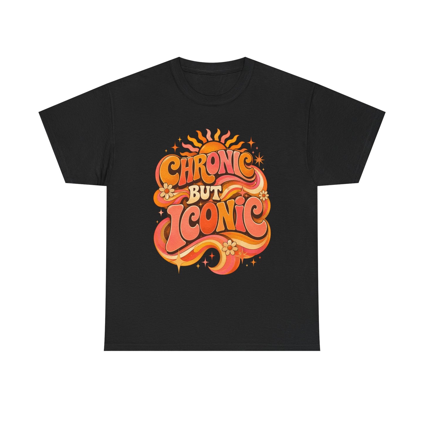 Chronic But Iconic T-Shirt — Retro 70s Sunflower Graphic Tee for Chronic Illness Awareness