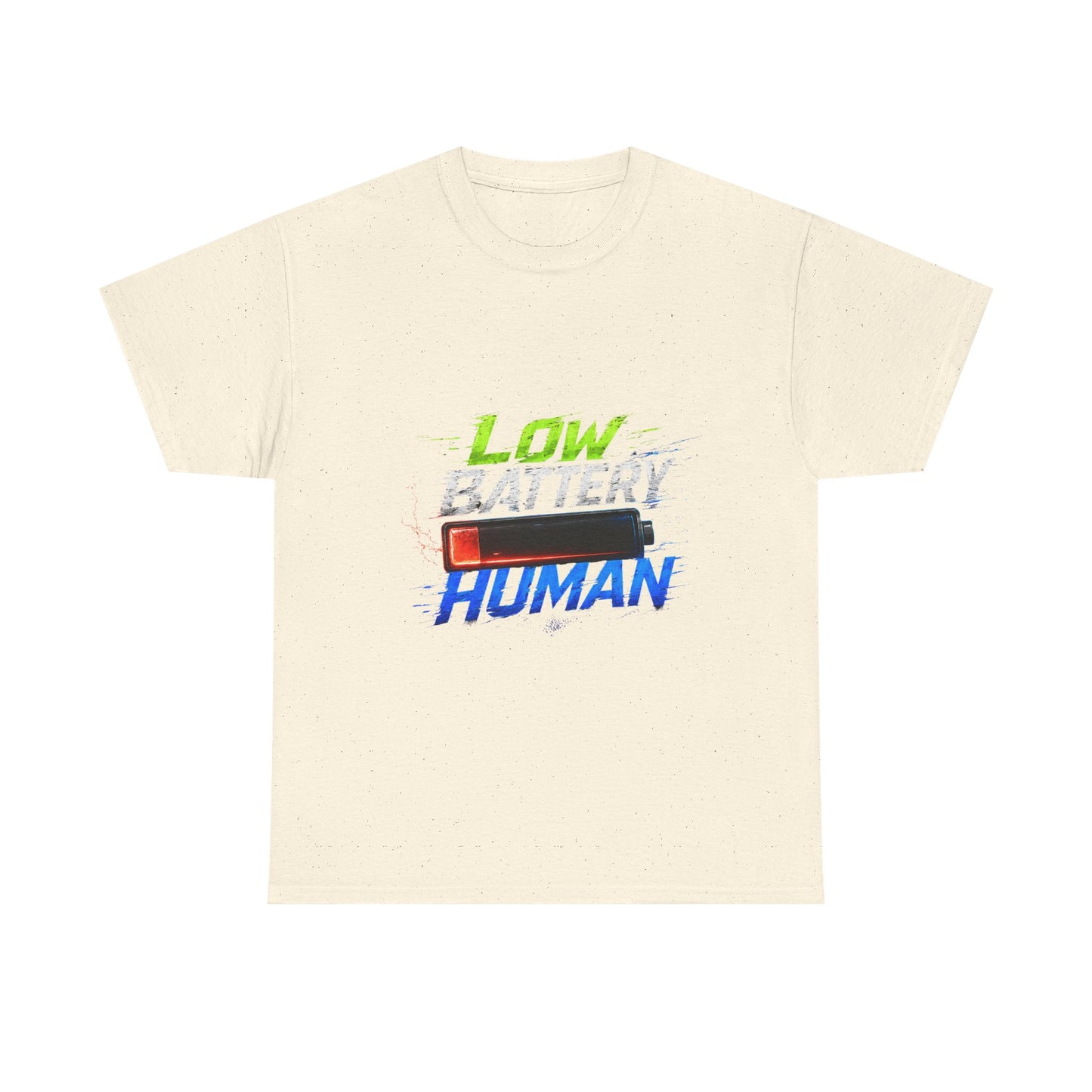 Low Battery Human T-Shirt – Funny Exhausted Gamer/Office Tee