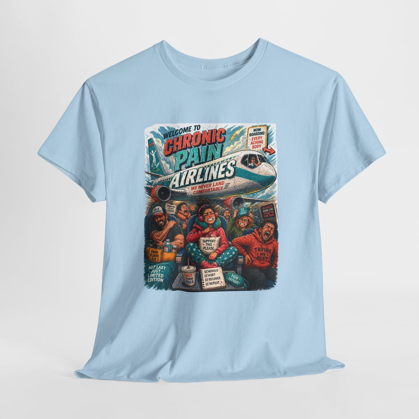 Chronic Pain Airlines Graphic Tee — Supportive Awareness Travel Vibe