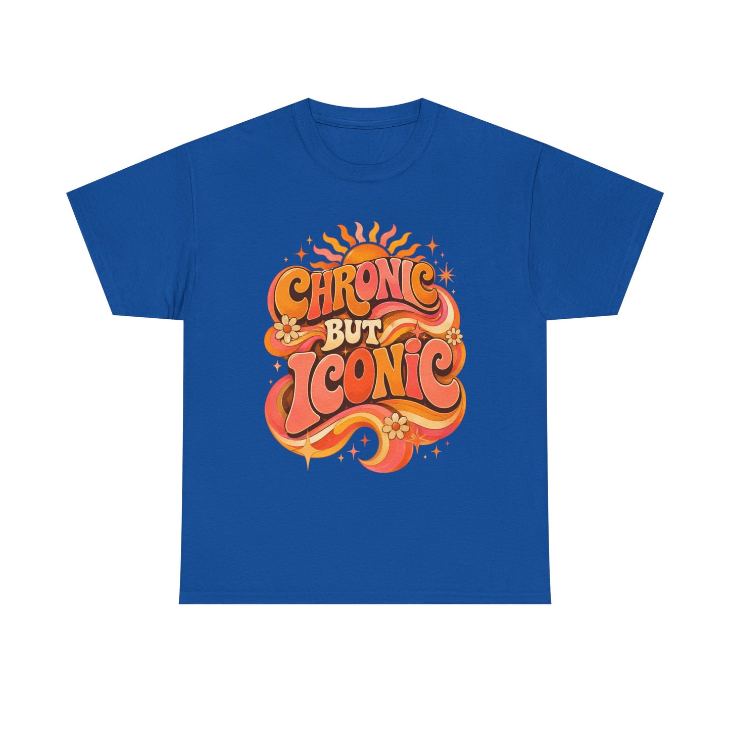 Chronic But Iconic T-Shirt — Retro 70s Sunflower Graphic Tee for Chronic Illness Awareness