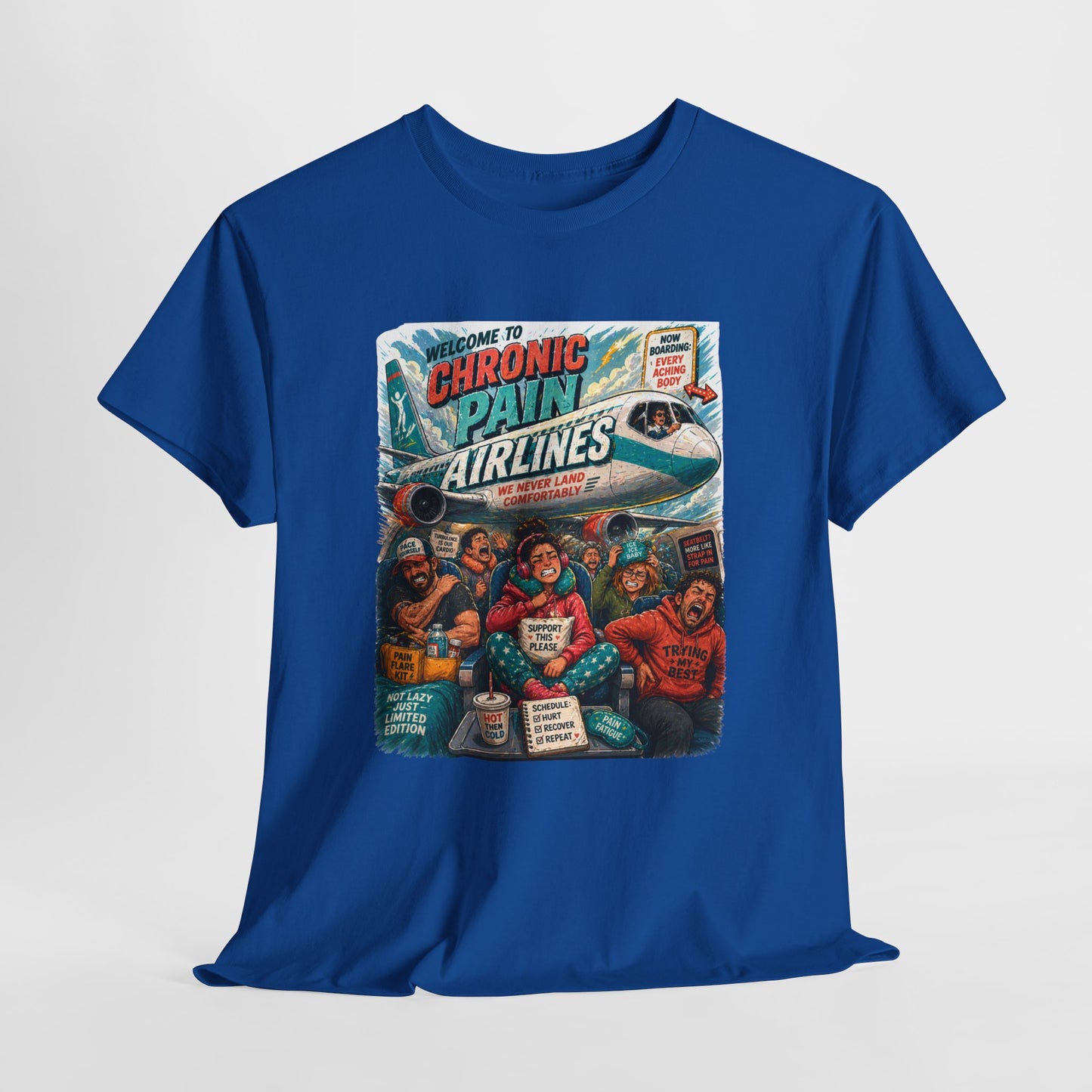Chronic Pain Airlines Graphic Tee — Supportive Awareness Travel Vibe