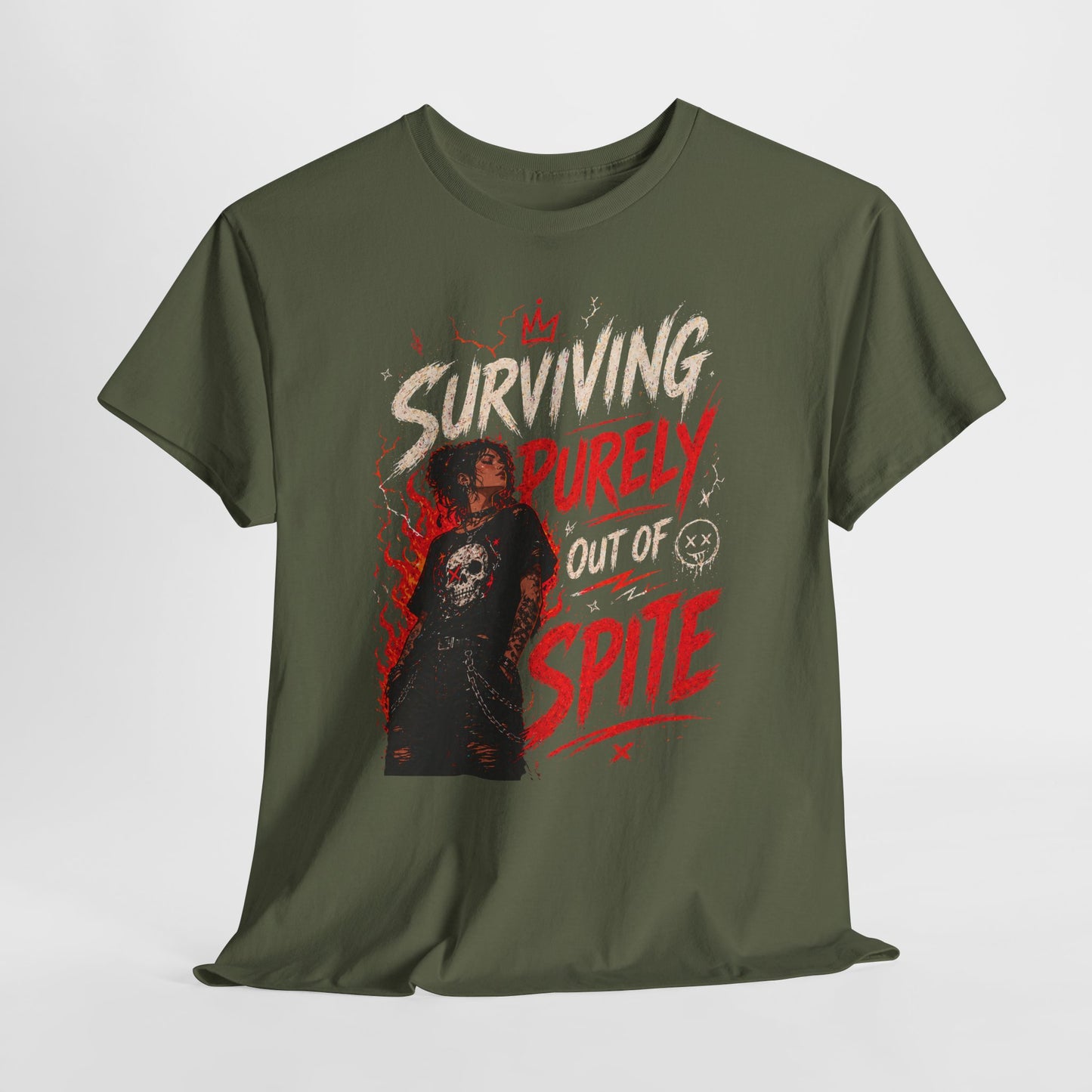 Surviving Purely Out Of Spite Tee — Edgy Motivational Graphic T-Shirt