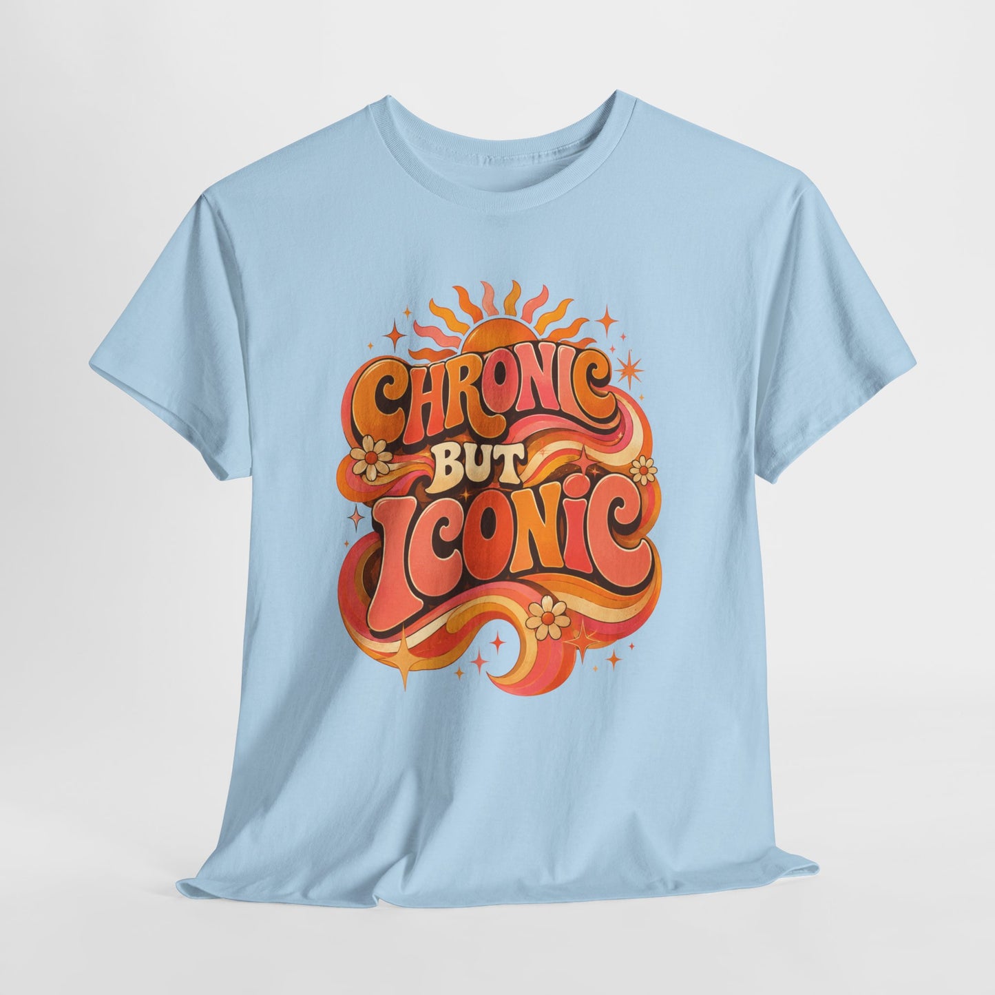 Chronic But Iconic T-Shirt — Retro 70s Sunflower Graphic Tee for Chronic Illness Awareness