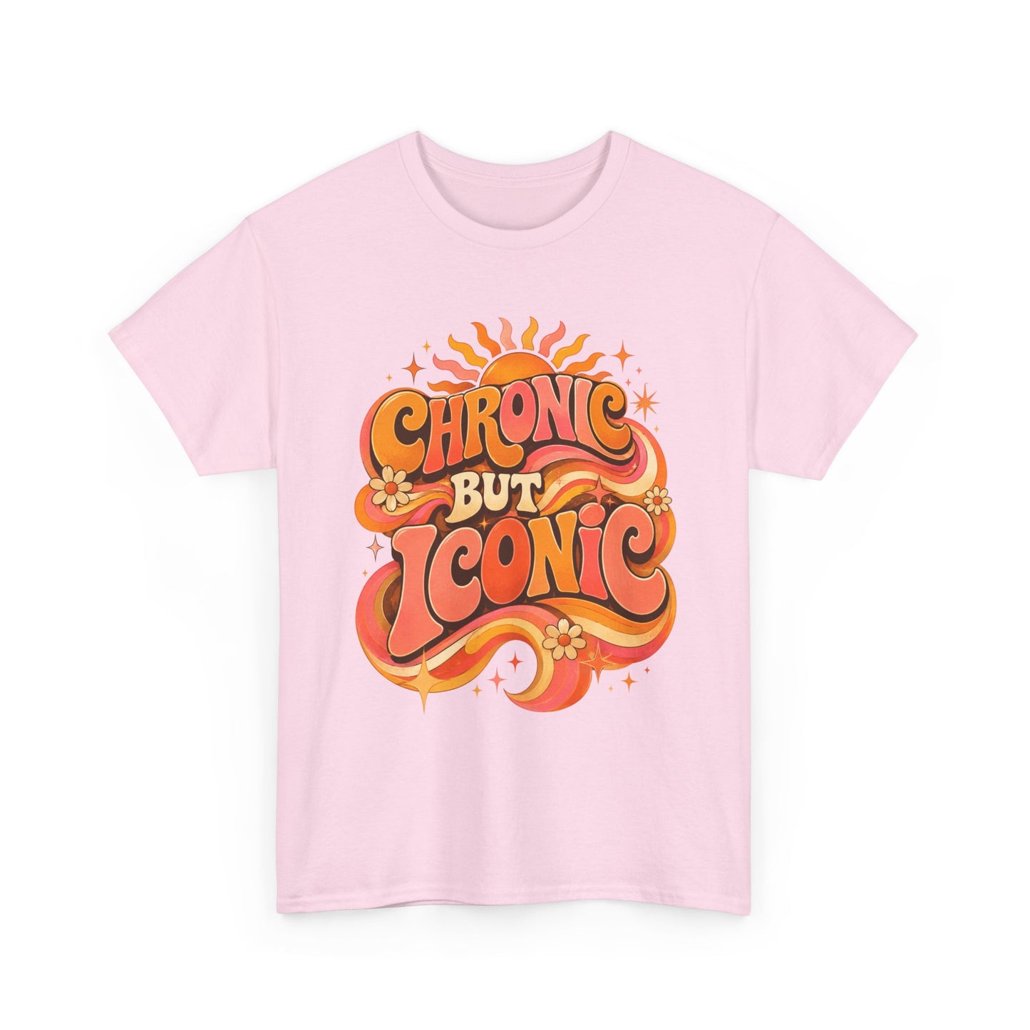 Chronic But Iconic T-Shirt — Retro 70s Sunflower Graphic Tee for Chronic Illness Awareness