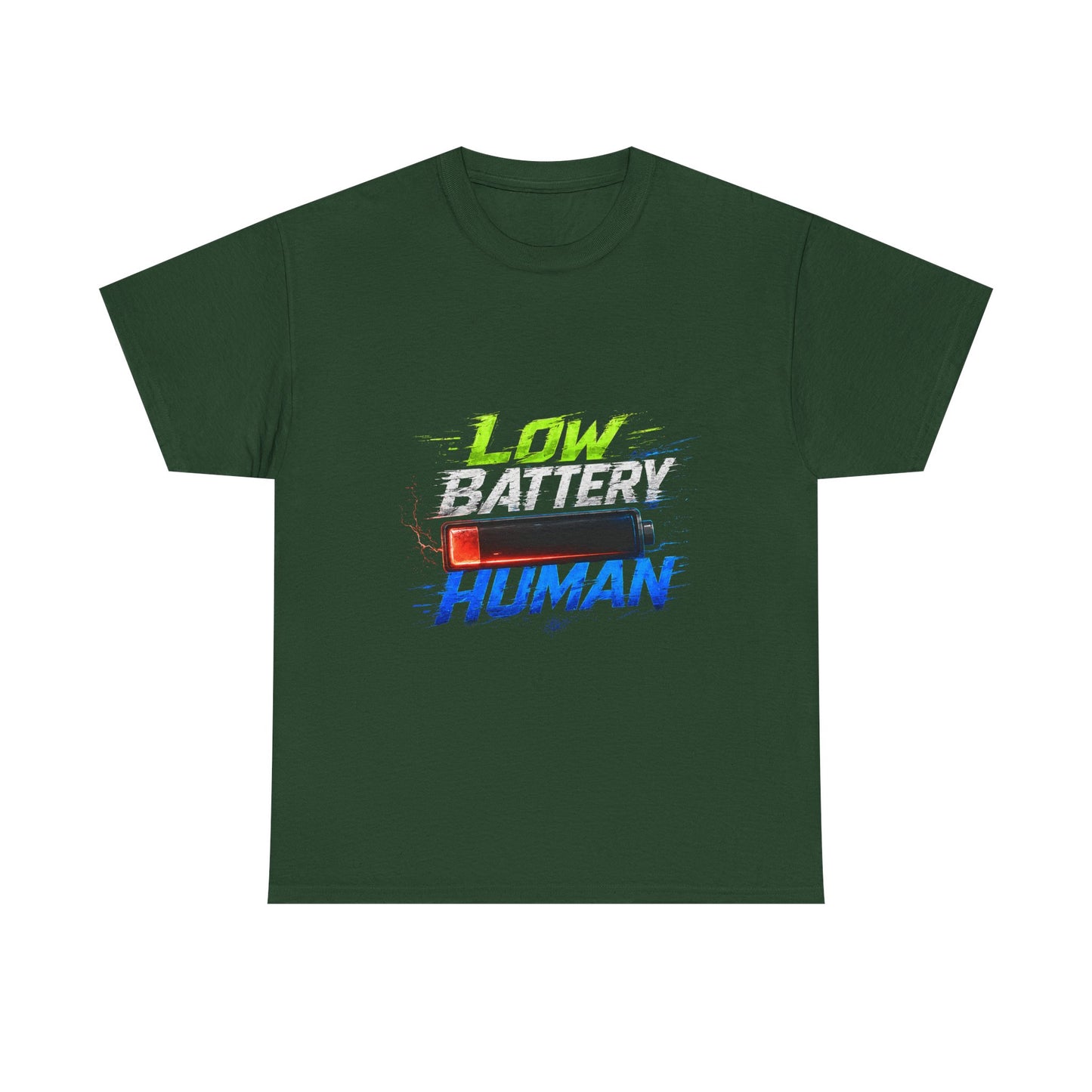 Low Battery Human T-Shirt – Funny Exhausted Gamer/Office Tee