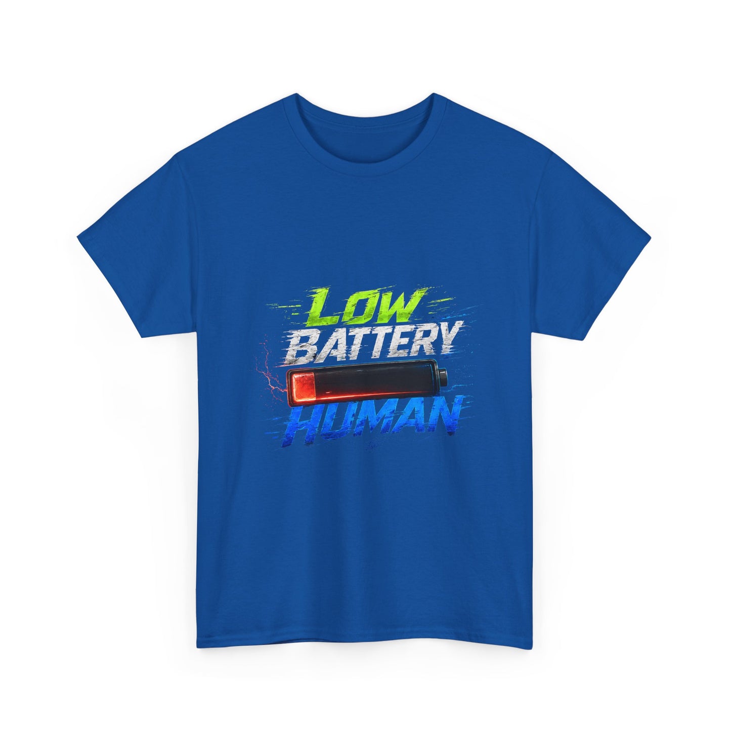 Low Battery Human T-Shirt – Funny Exhausted Gamer/Office Tee