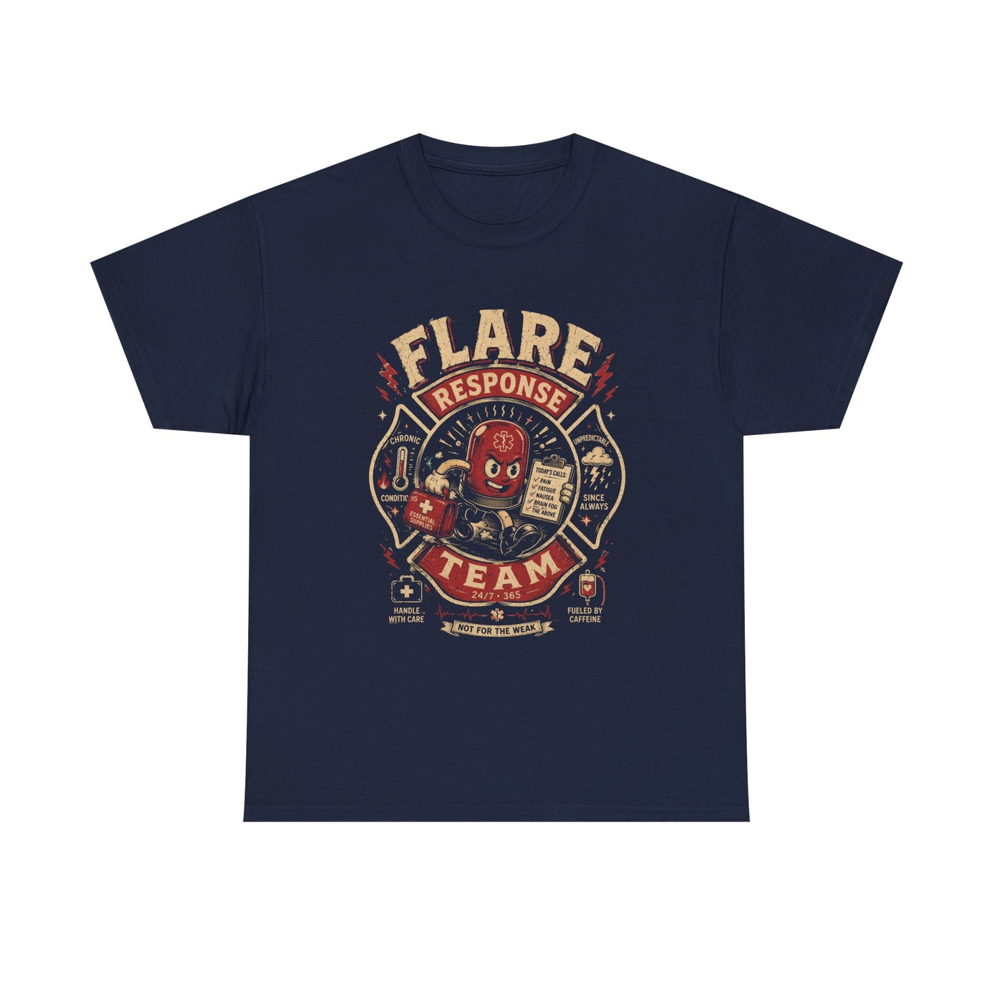 Flare Response Team T-Shirt – Retro Firefighter Skull Graphic Tee