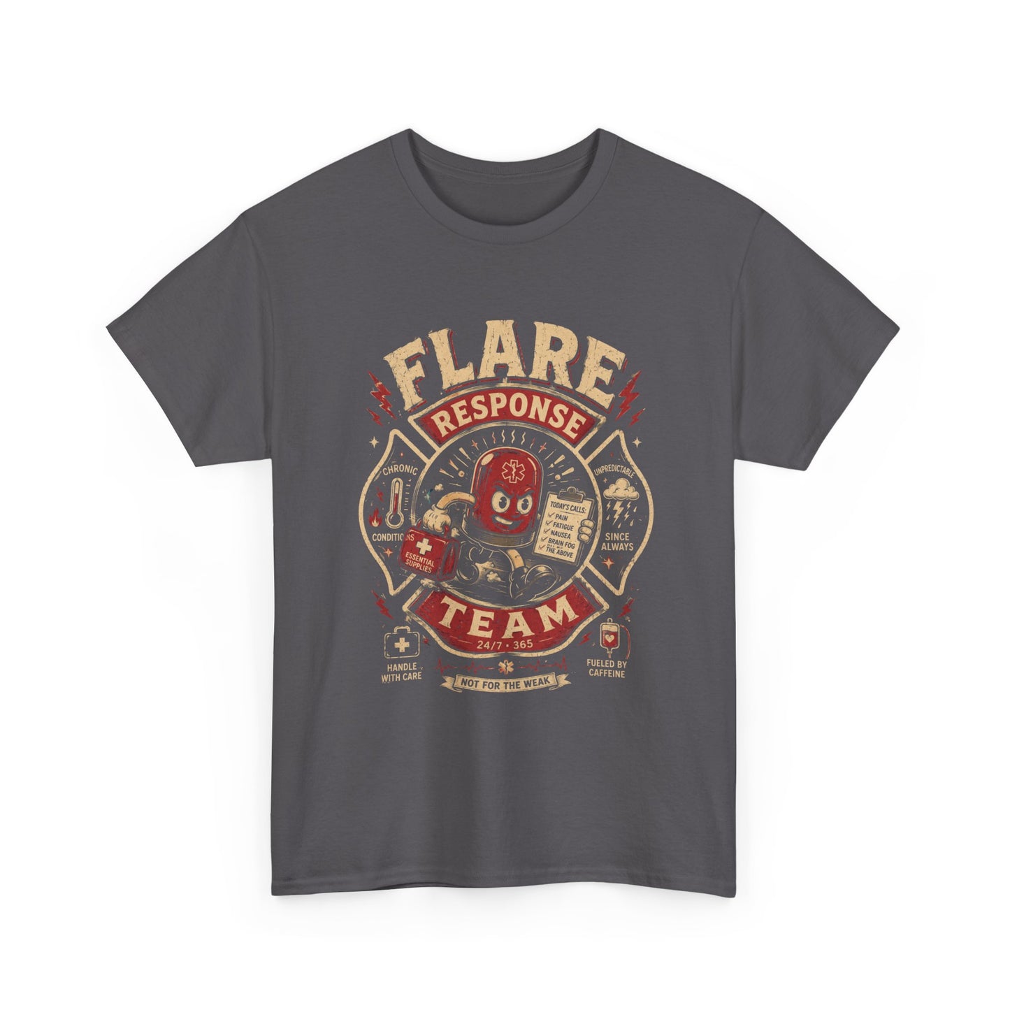 Flare Response Team T-Shirt – Retro Firefighter Skull Graphic Tee