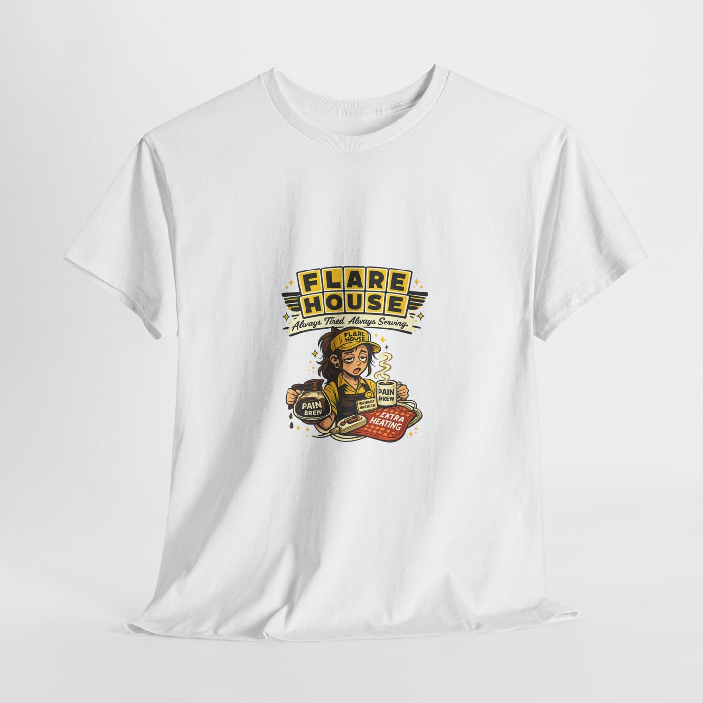 Flare House Retro Diner Tee - Vintage Pin-Up Burger & Fries Graphic