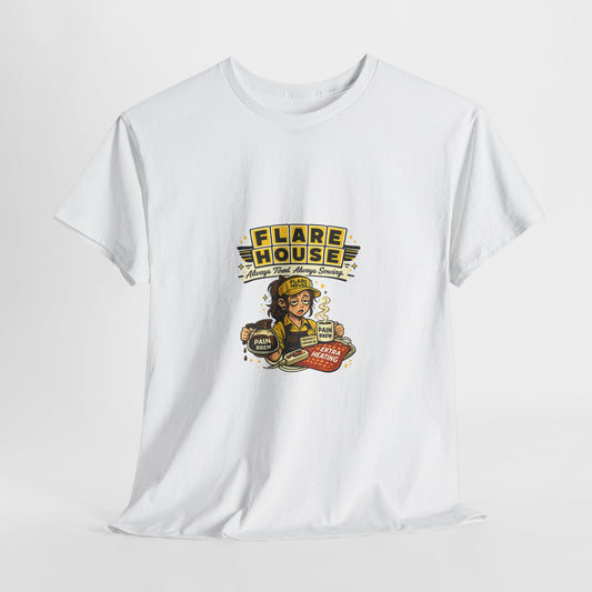 Flare House Retro Diner Tee - Vintage Pin-Up Burger & Fries Graphic