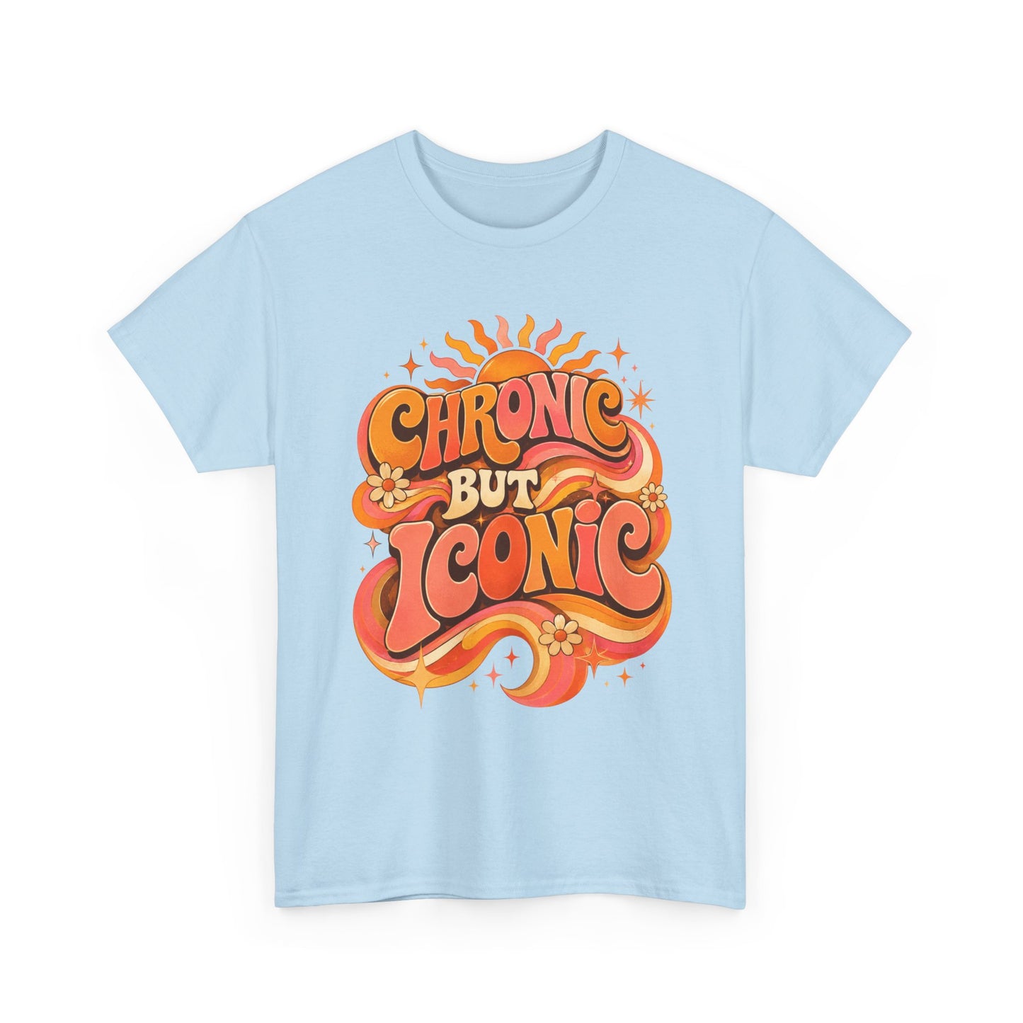 Chronic But Iconic T-Shirt — Retro 70s Sunflower Graphic Tee for Chronic Illness Awareness