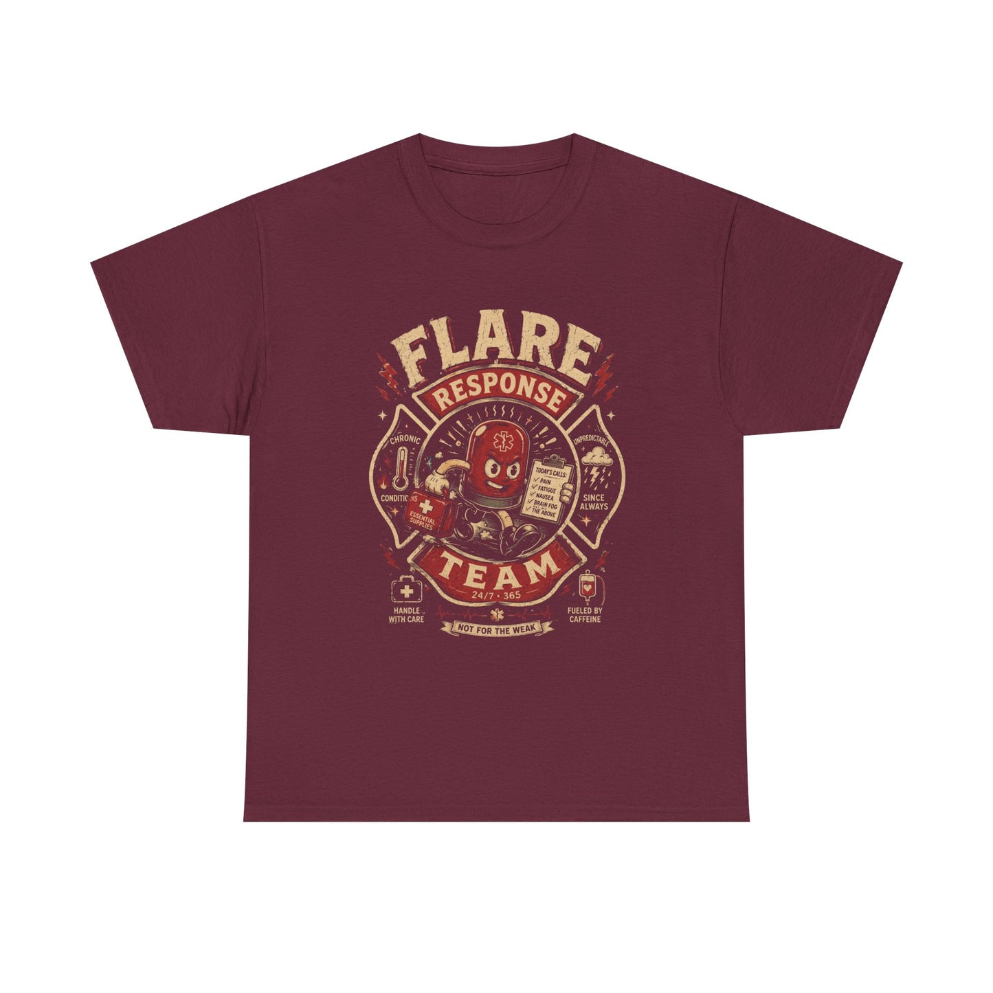 Flare Response Team T-Shirt – Retro Firefighter Skull Graphic Tee