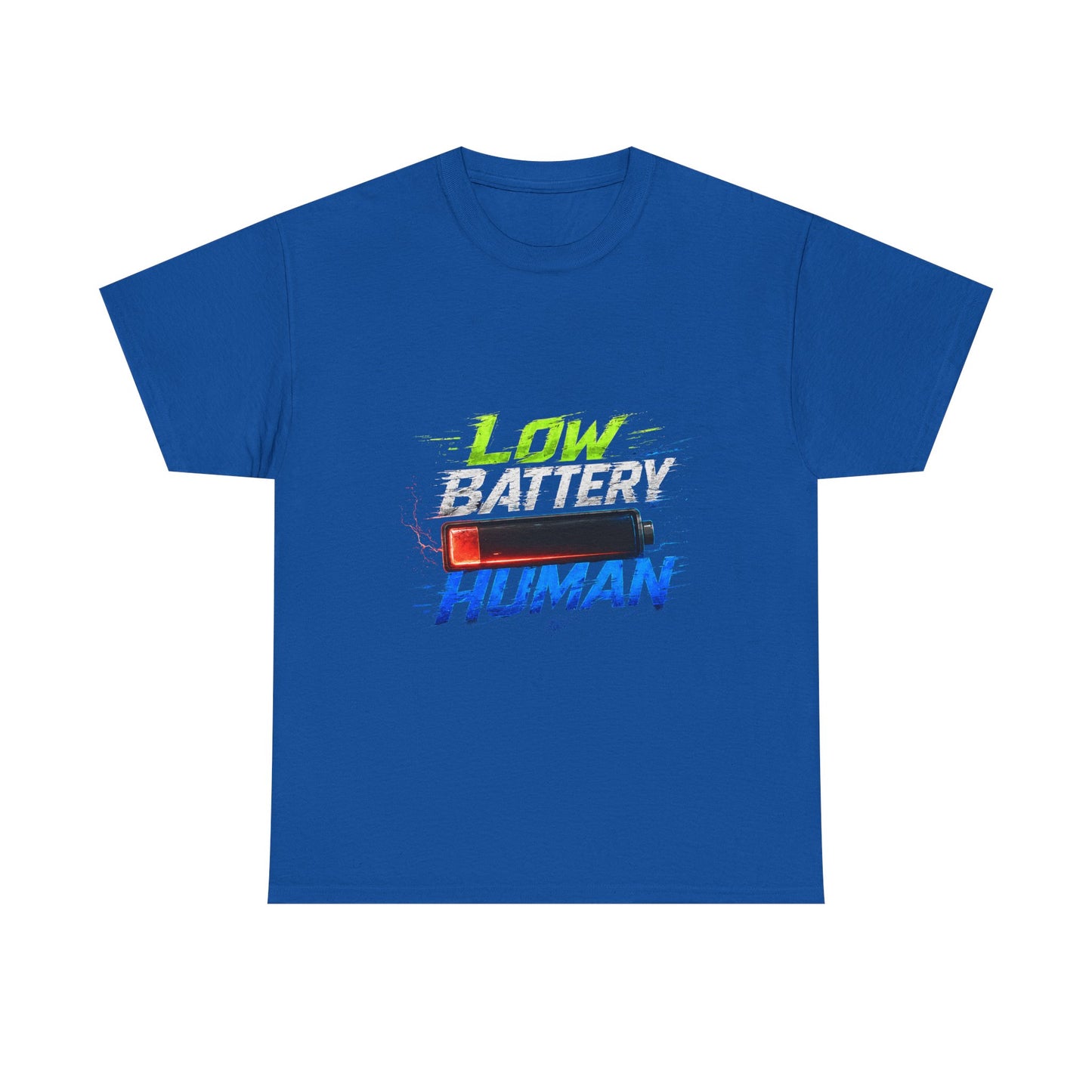 Low Battery Human T-Shirt – Funny Exhausted Gamer/Office Tee