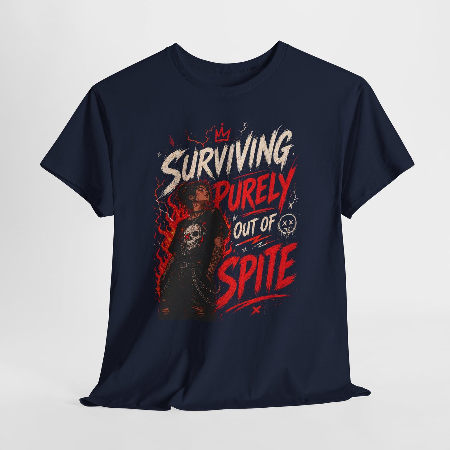 Surviving Purely Out Of Spite Tee — Edgy Motivational Graphic T-Shirt