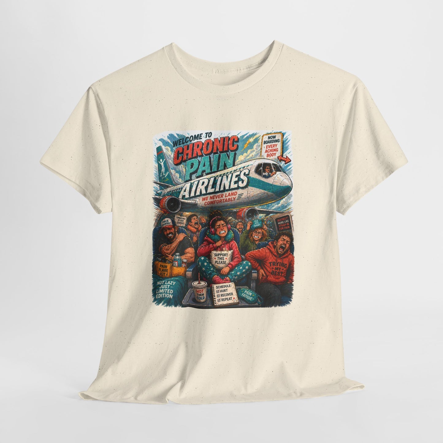 Chronic Pain Airlines Graphic Tee — Supportive Awareness Travel Vibe