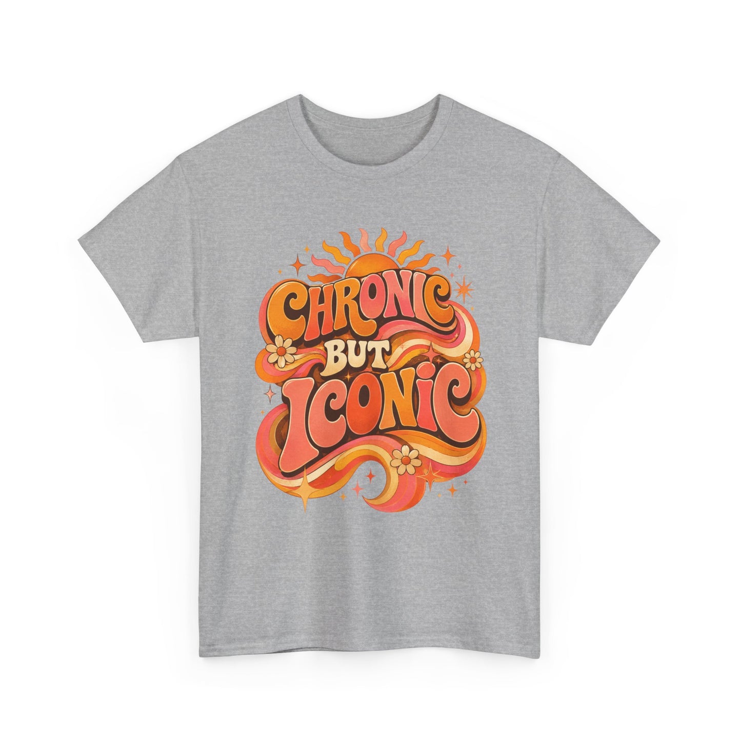 Chronic But Iconic T-Shirt — Retro 70s Sunflower Graphic Tee for Chronic Illness Awareness