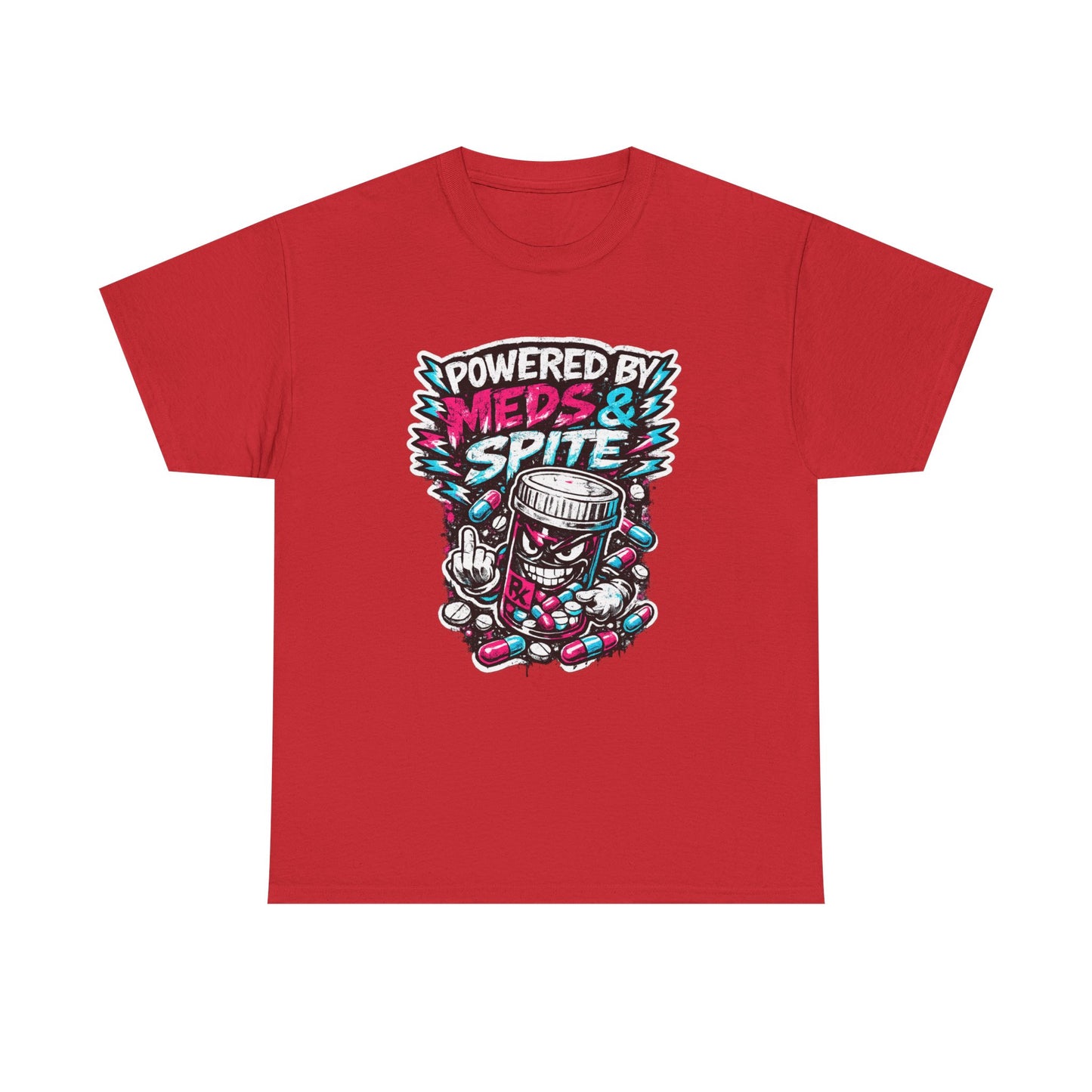 Powered By Meds & Spite T-Shirt — Funny Grunge Medication Graphic Tee