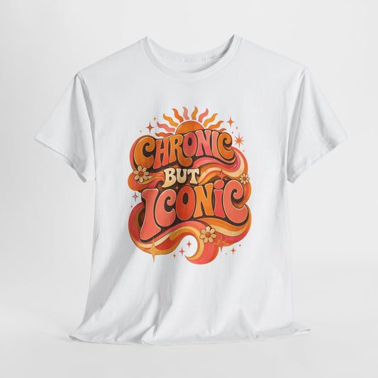 Chronic But Iconic T-Shirt — Retro 70s Sunflower Graphic Tee for Chronic Illness Awareness