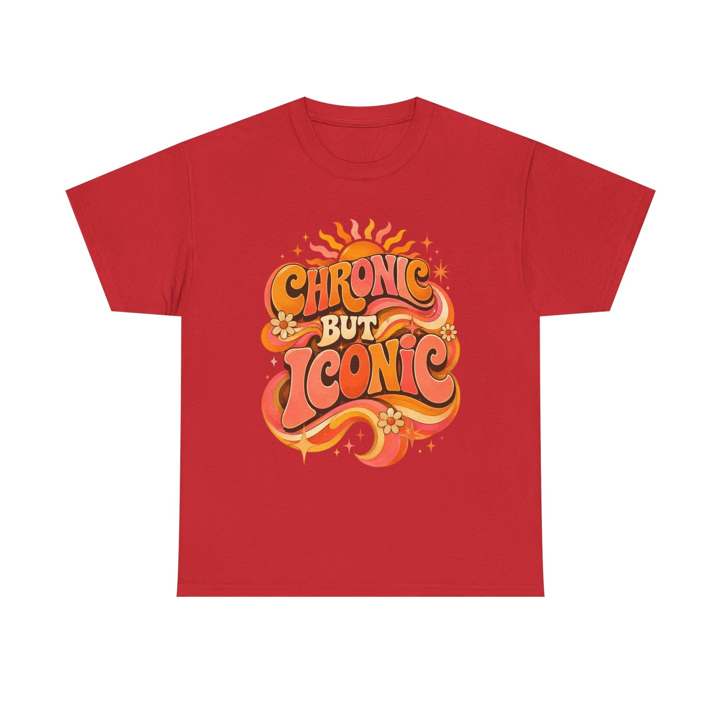 Chronic But Iconic T-Shirt — Retro 70s Sunflower Graphic Tee for Chronic Illness Awareness