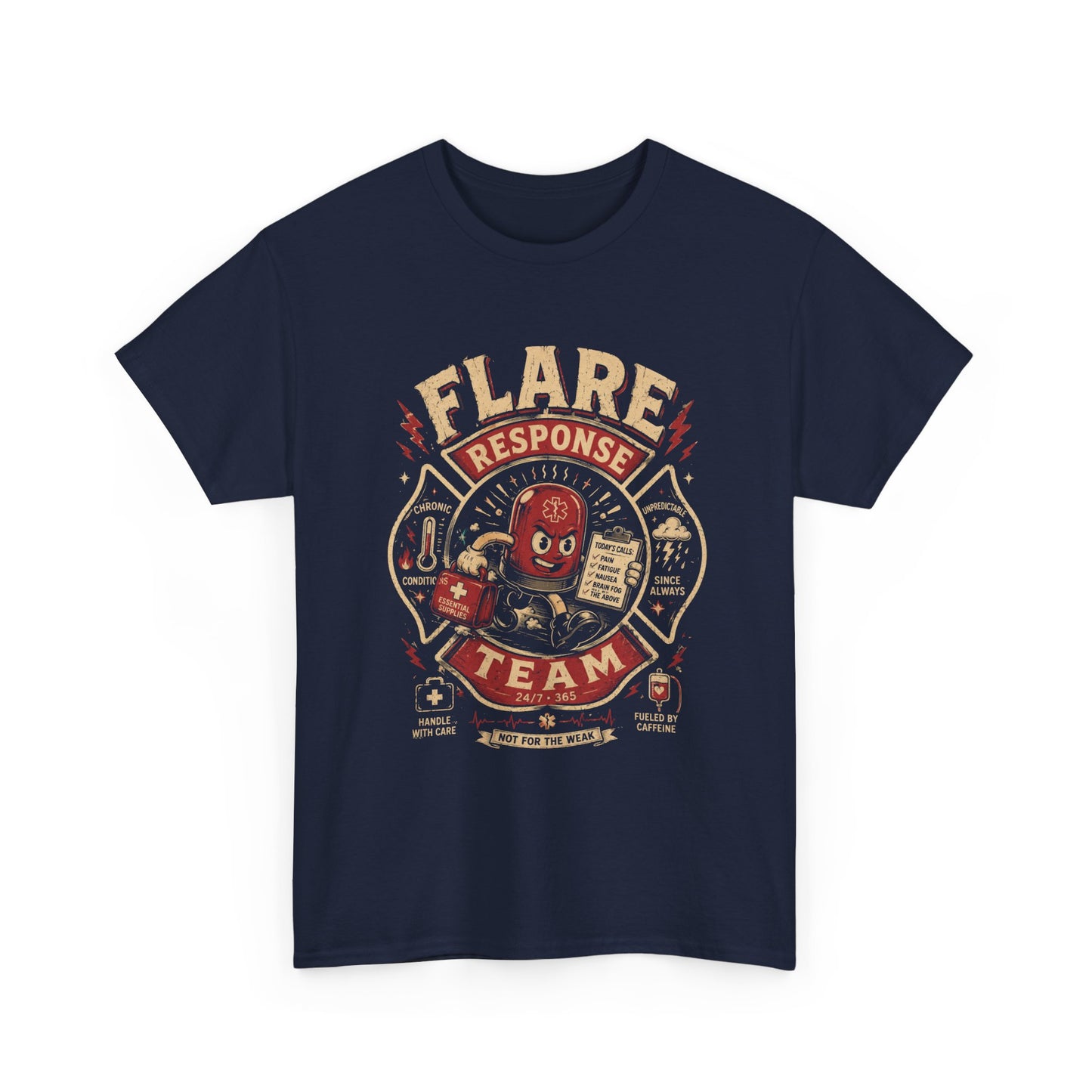 Flare Response Team T-Shirt – Retro Firefighter Skull Graphic Tee