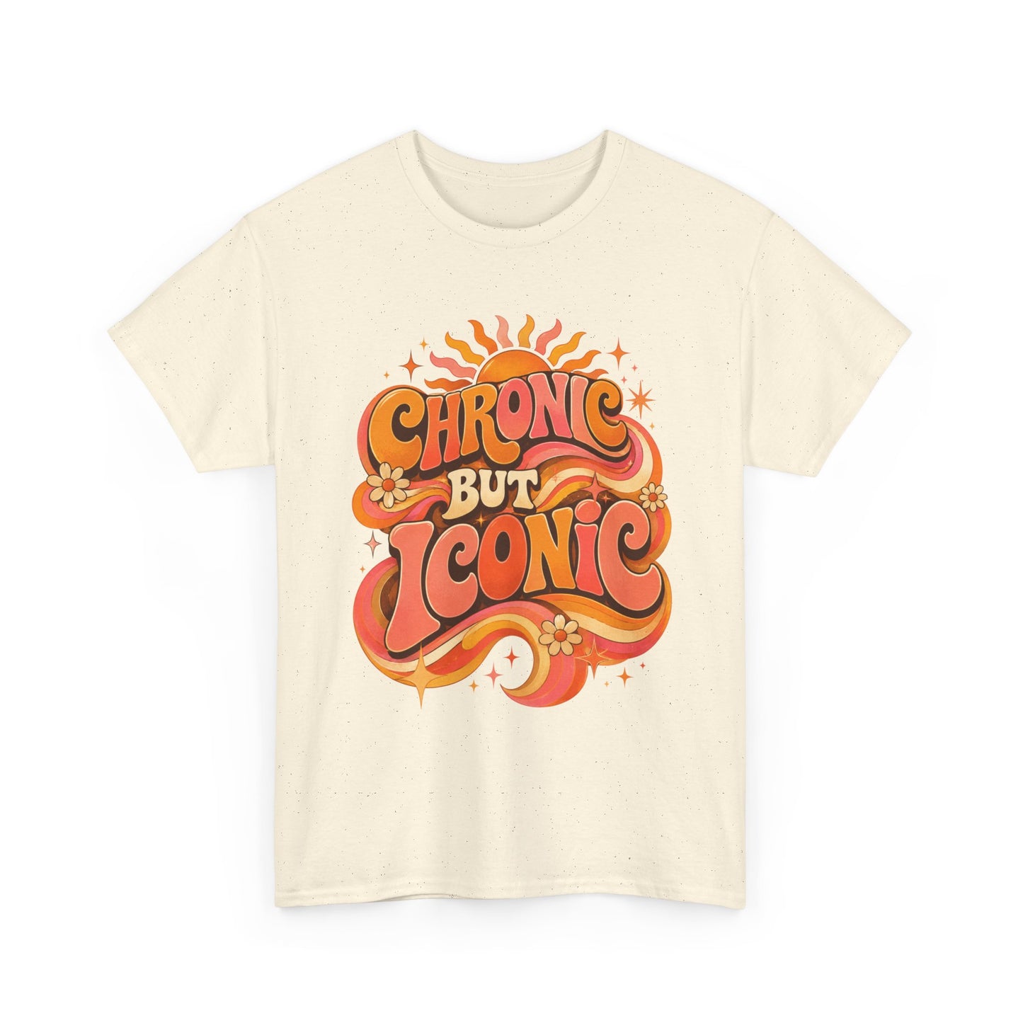Chronic But Iconic T-Shirt — Retro 70s Sunflower Graphic Tee for Chronic Illness Awareness