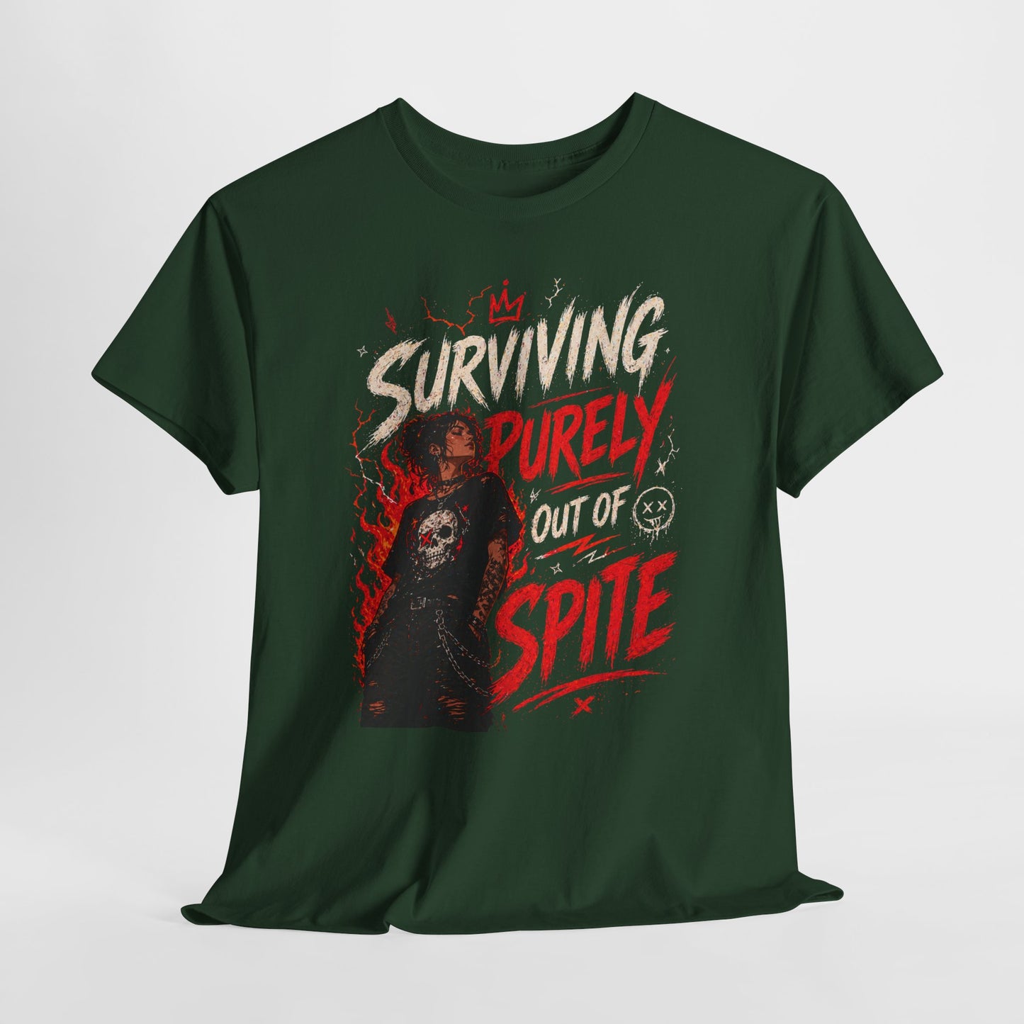 Surviving Purely Out Of Spite Tee — Edgy Motivational Graphic T-Shirt