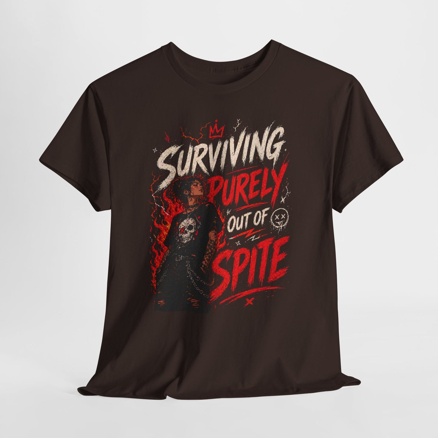 Surviving Purely Out Of Spite Tee — Edgy Motivational Graphic T-Shirt