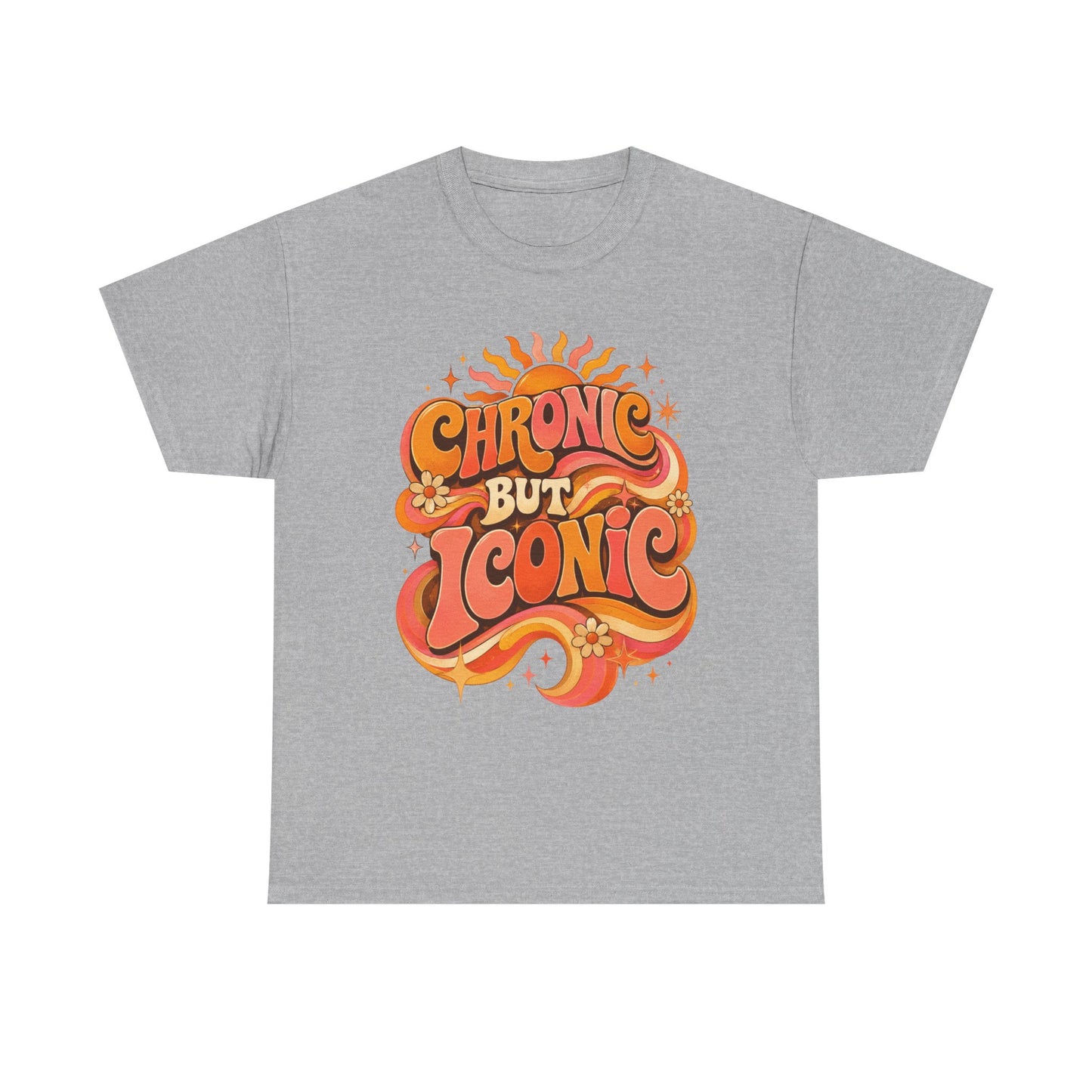 Chronic But Iconic T-Shirt — Retro 70s Sunflower Graphic Tee for Chronic Illness Awareness