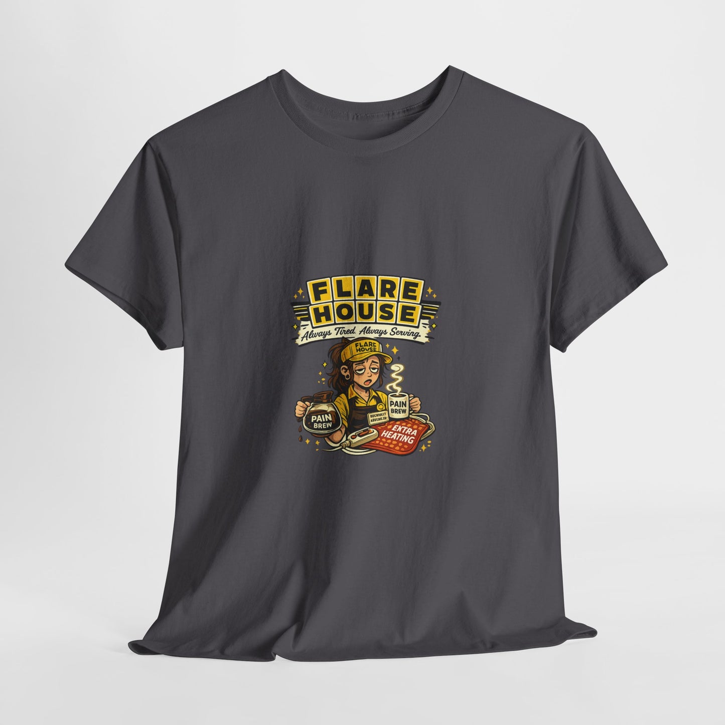 Flare House Retro Diner Tee - Vintage Pin-Up Burger & Fries Graphic
