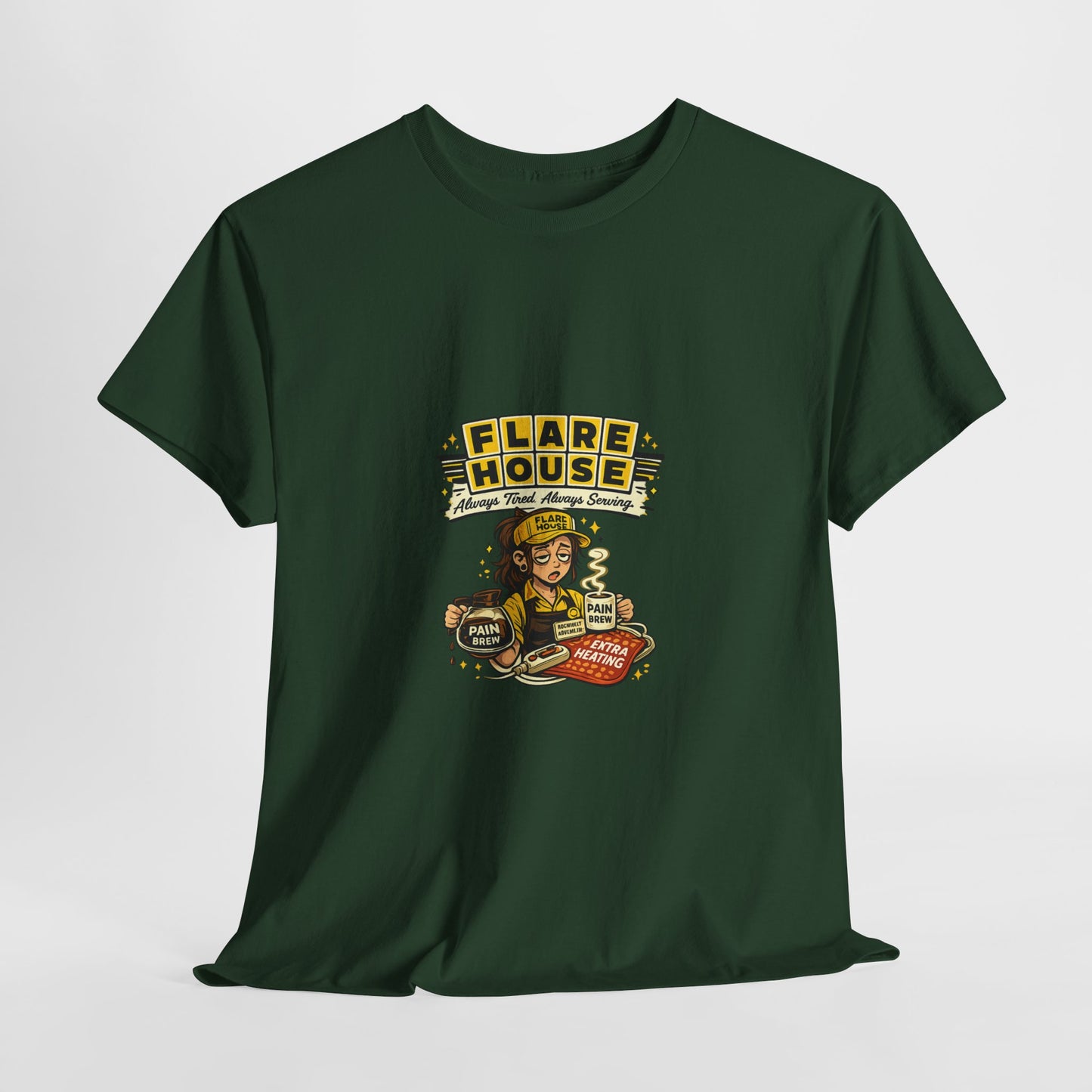 Flare House Retro Diner Tee - Vintage Pin-Up Burger & Fries Graphic