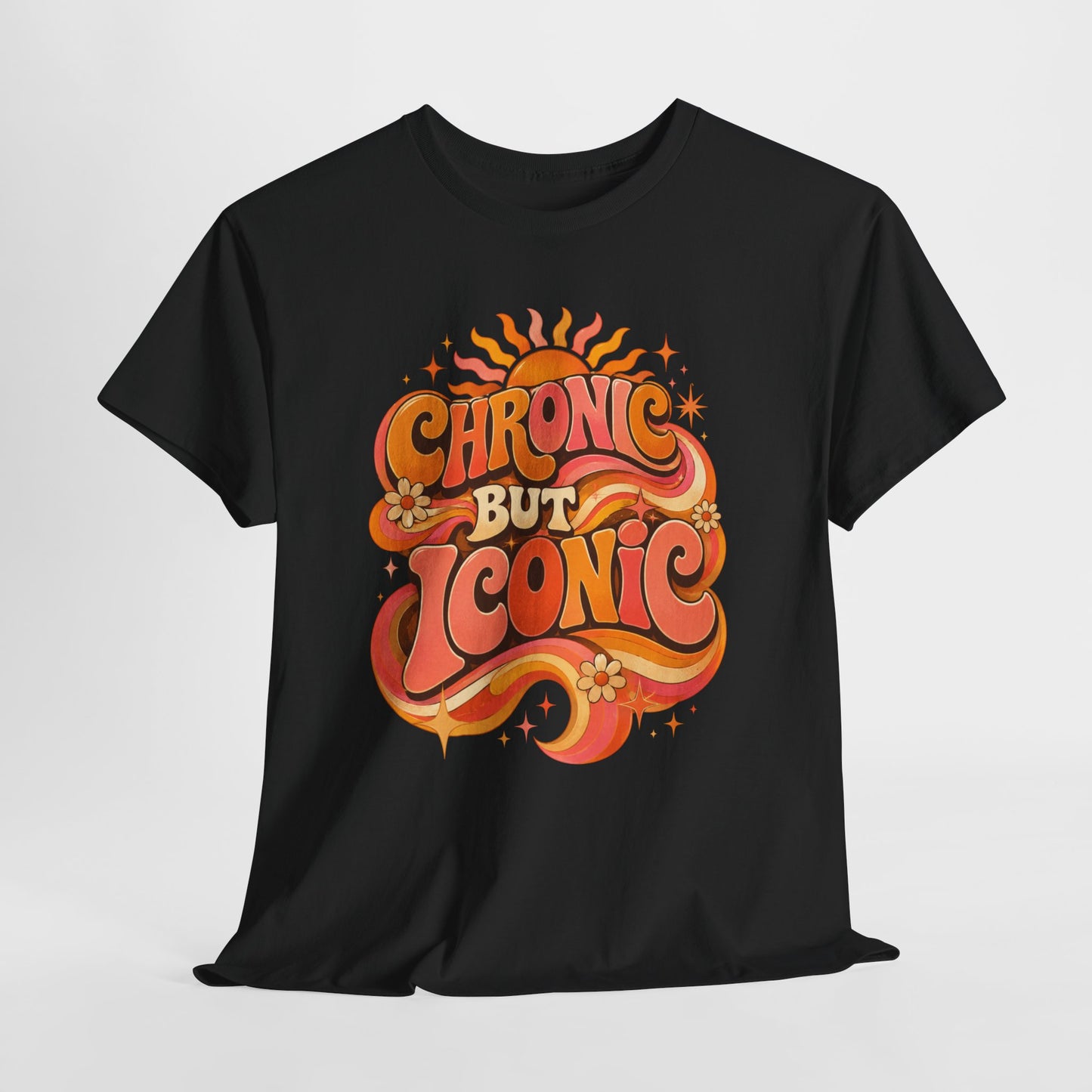Chronic But Iconic T-Shirt — Retro 70s Sunflower Graphic Tee for Chronic Illness Awareness
