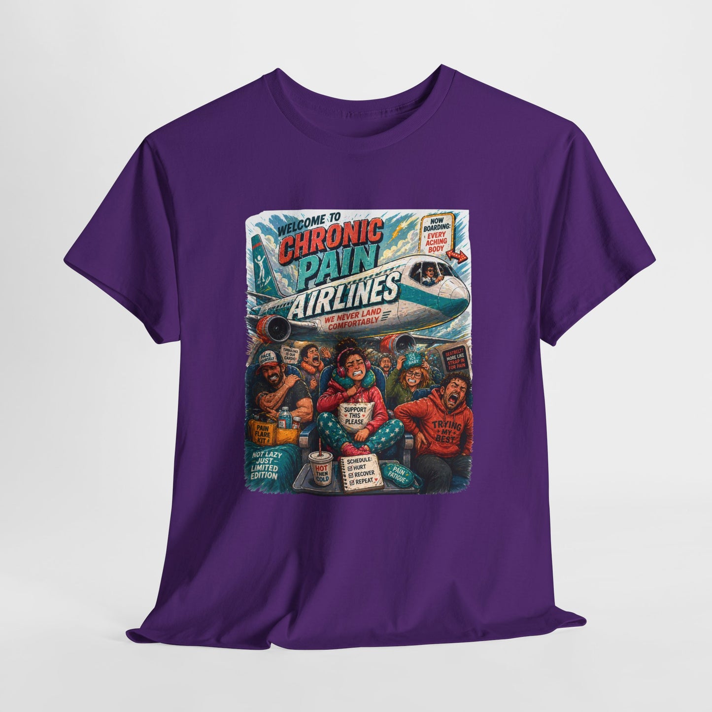 Chronic Pain Airlines Graphic Tee — Supportive Awareness Travel Vibe