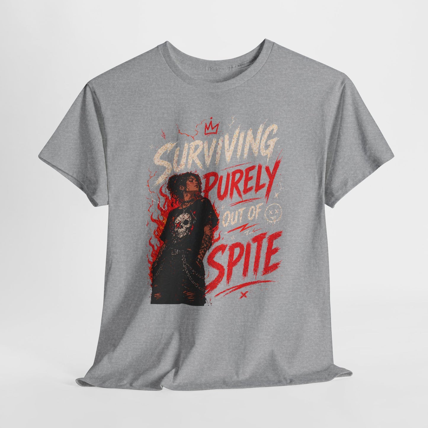 Surviving Purely Out Of Spite Tee — Edgy Motivational Graphic T-Shirt