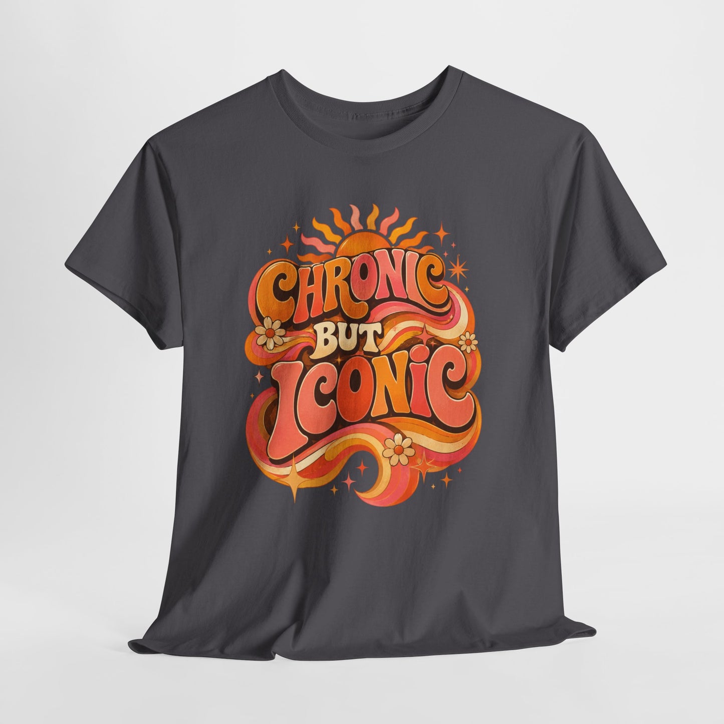 Chronic But Iconic T-Shirt — Retro 70s Sunflower Graphic Tee for Chronic Illness Awareness