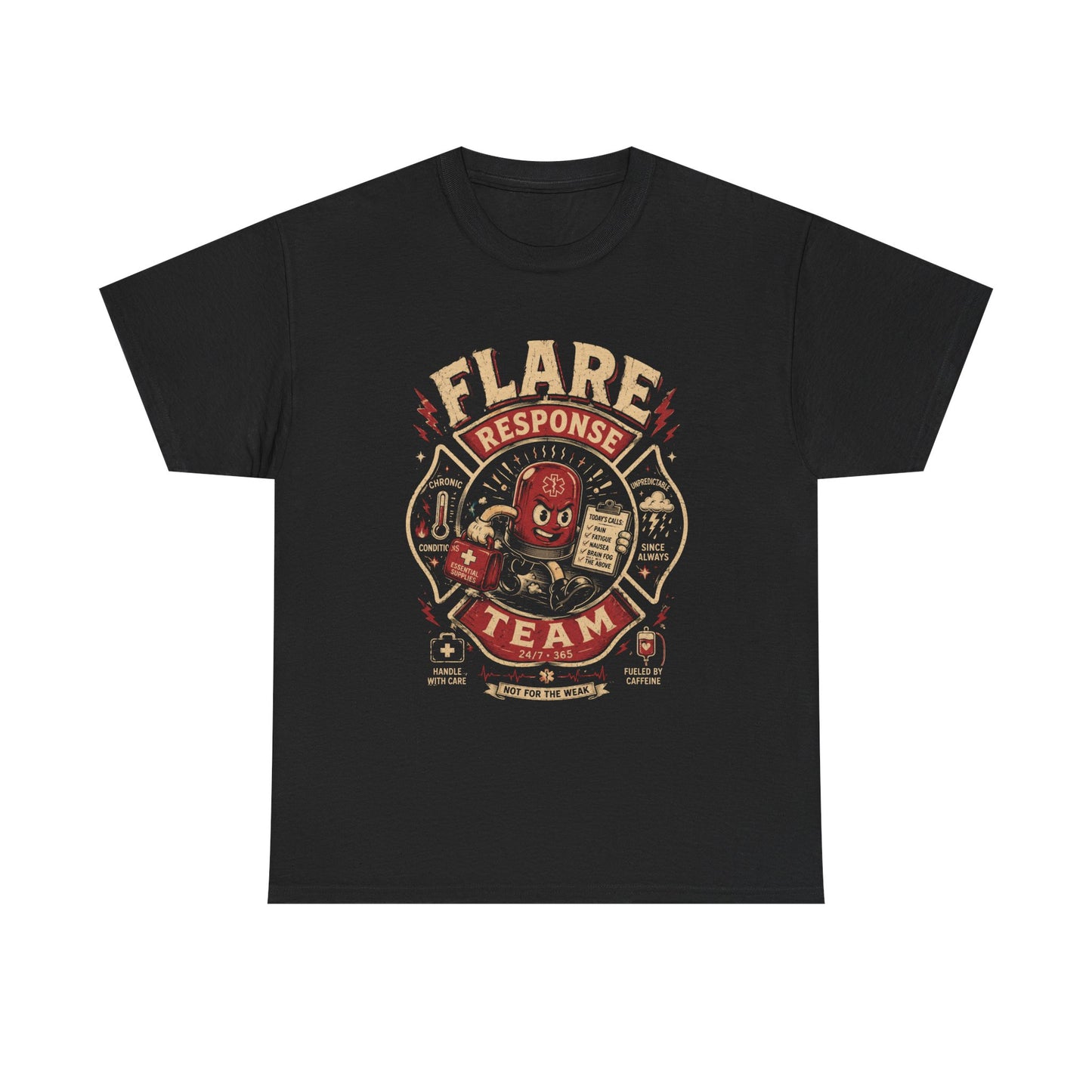 Flare Response Team T-Shirt – Retro Firefighter Skull Graphic Tee