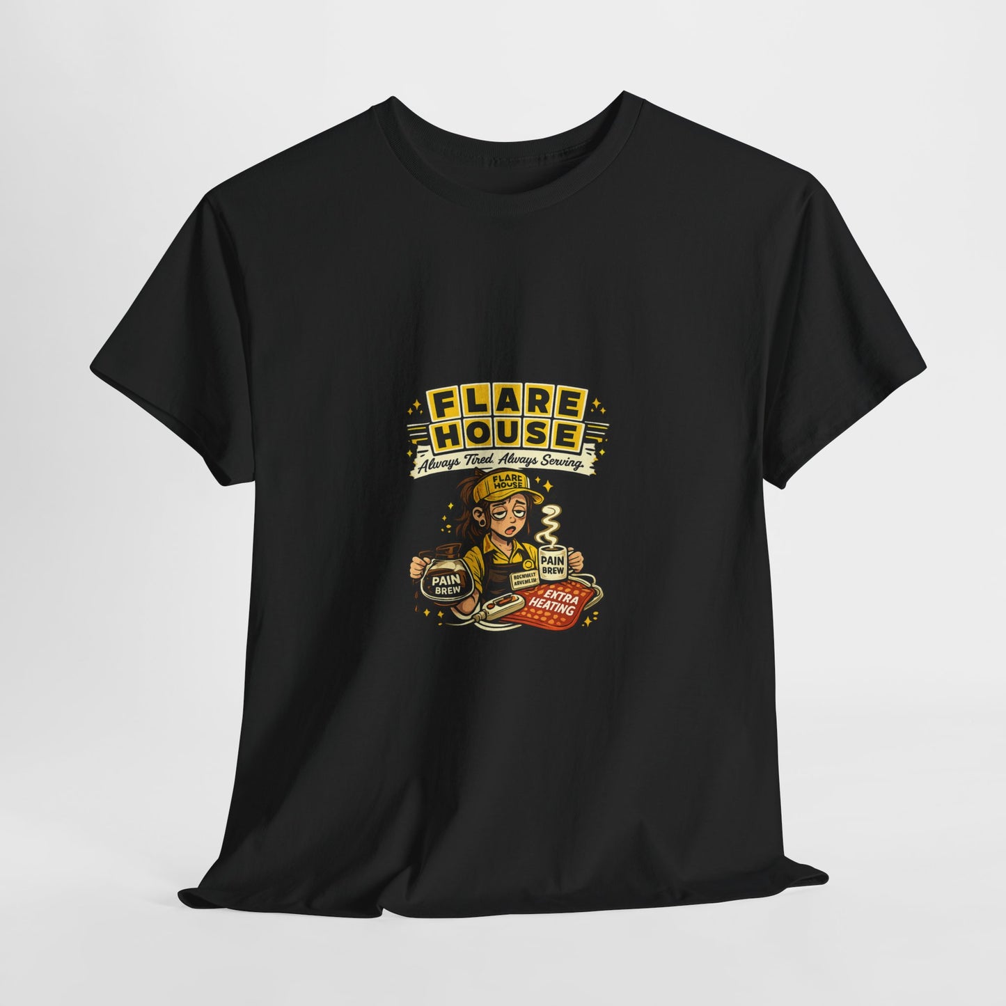 Flare House Retro Diner Tee - Vintage Pin-Up Burger & Fries Graphic